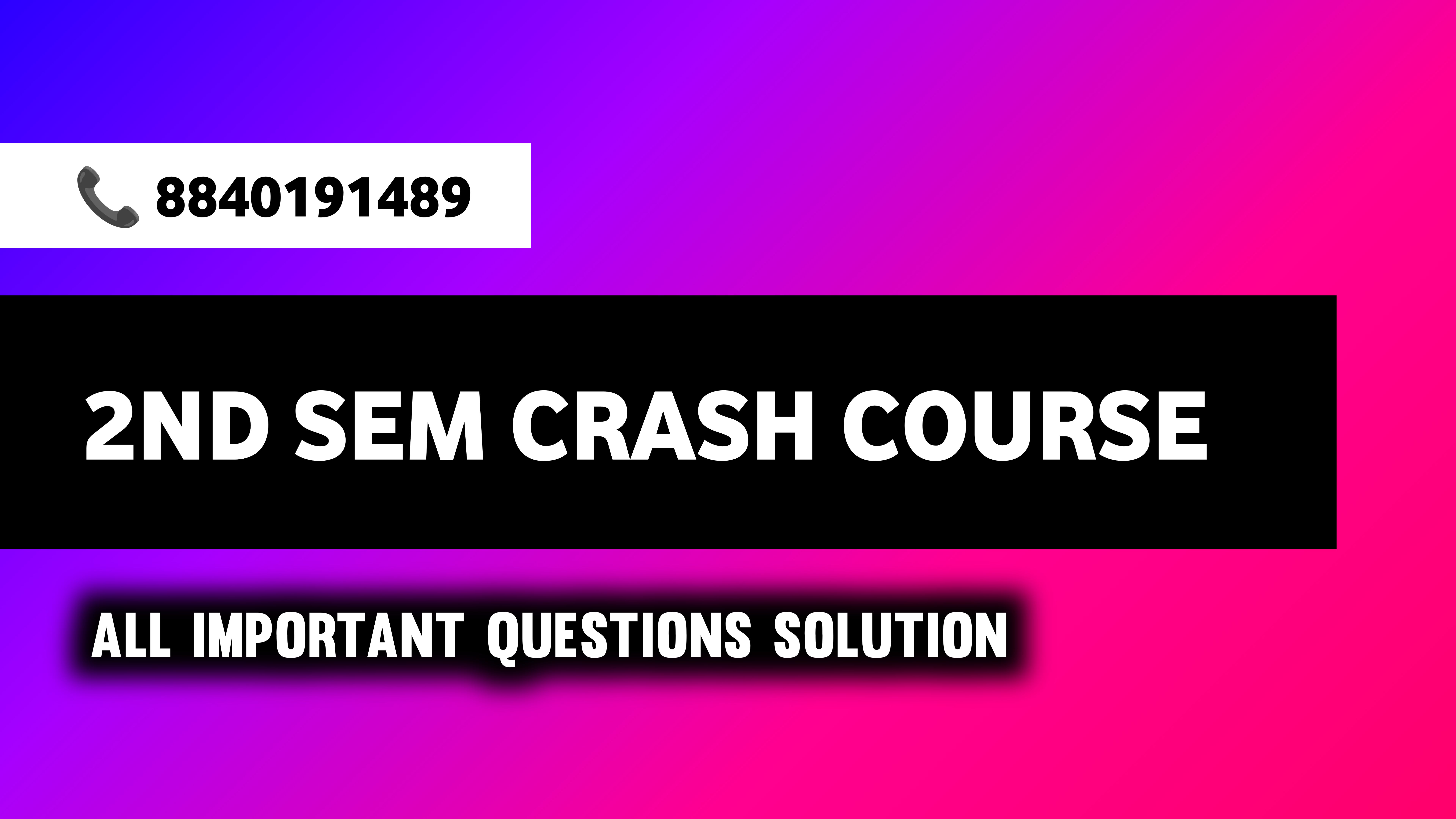 B.PHARMA - 2ND SEM. CRASH COURSE