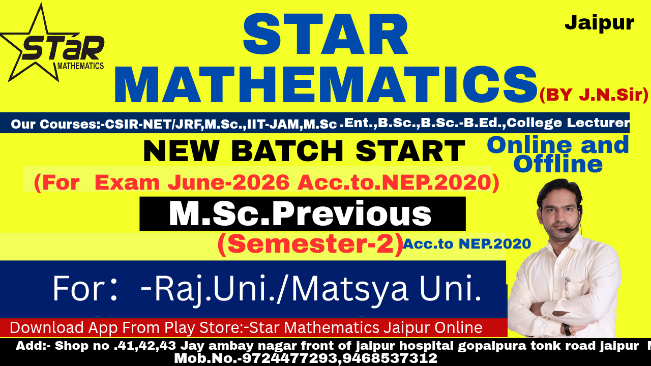 M.Sc.Previous/Semester-2/Exam June-2026/complete course Live and Recorded Classes