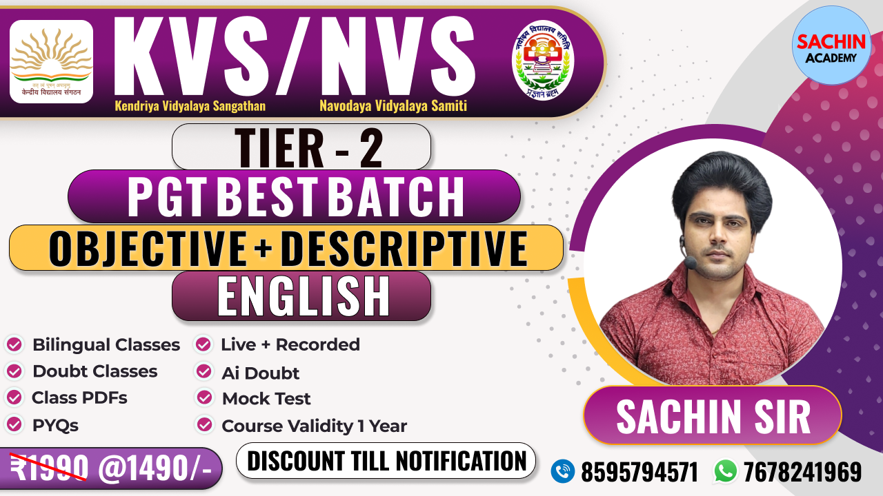 KVS/NVS (TIER - 2) PGT COMPLETE BATCH (ENGLISH)