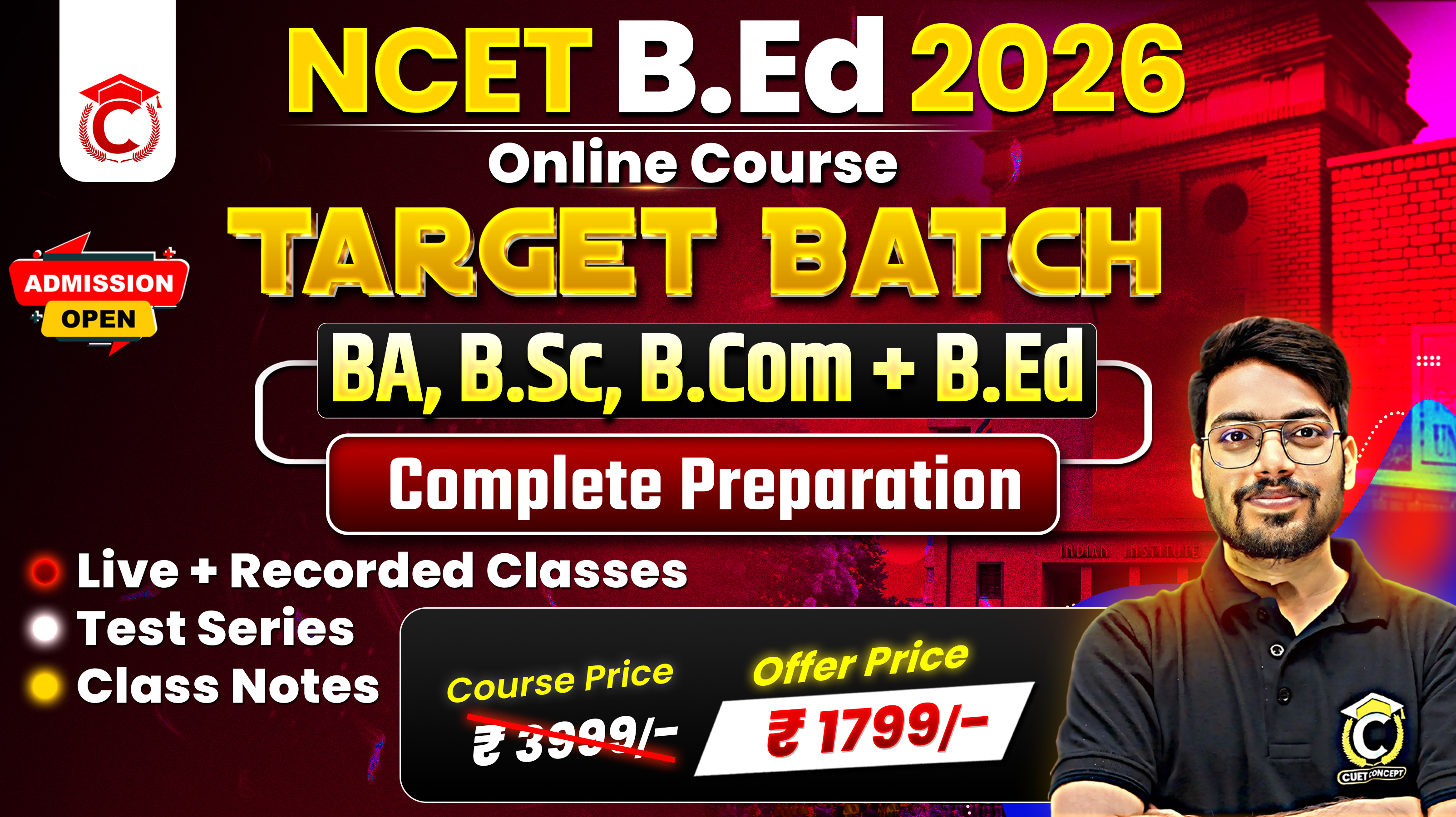 NCET 2026 Target Batch | BA/B.Sc/B.Com + B.Ed Preparation