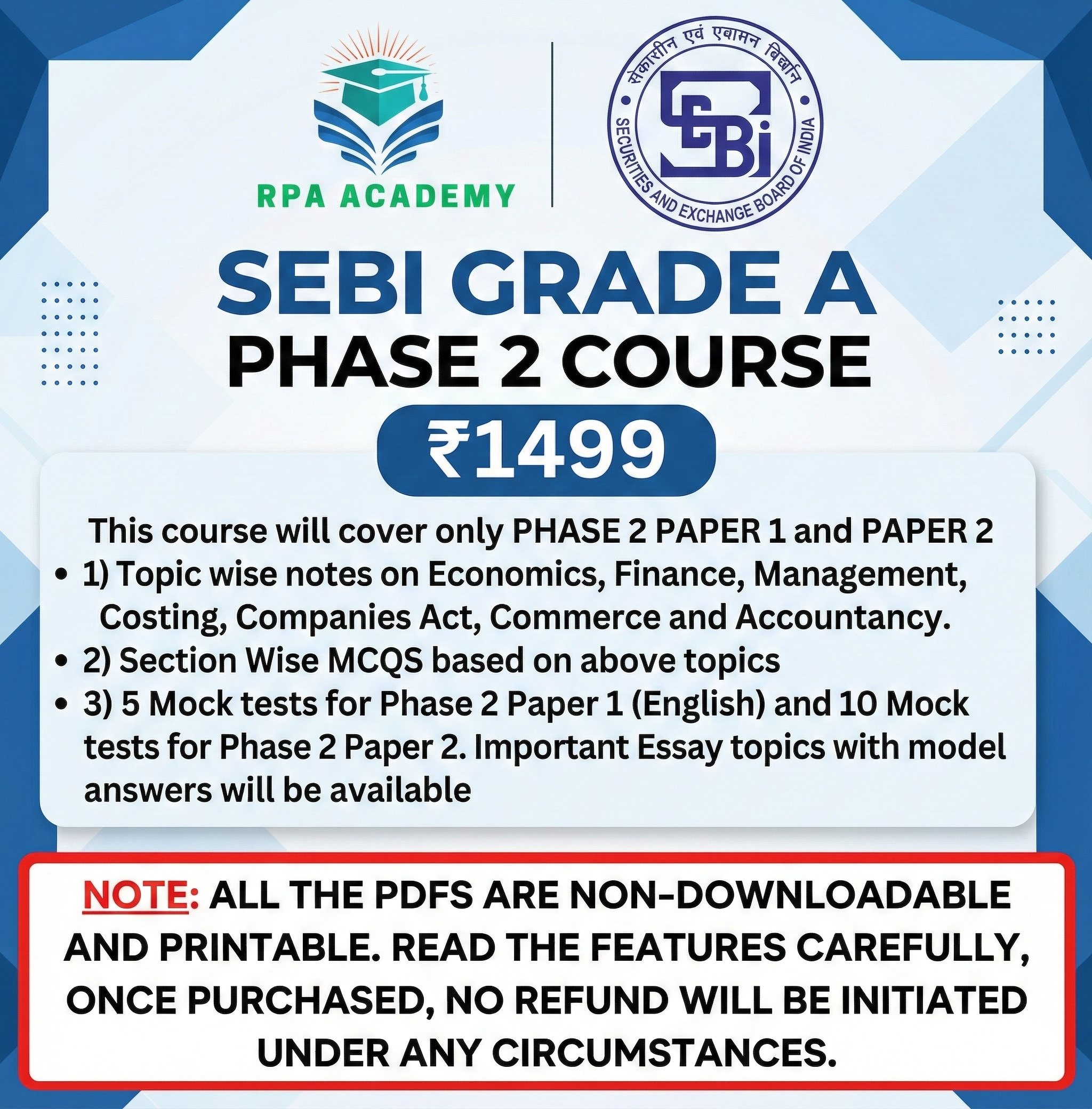 SEBI GRADE A PHASE 2 COURSE