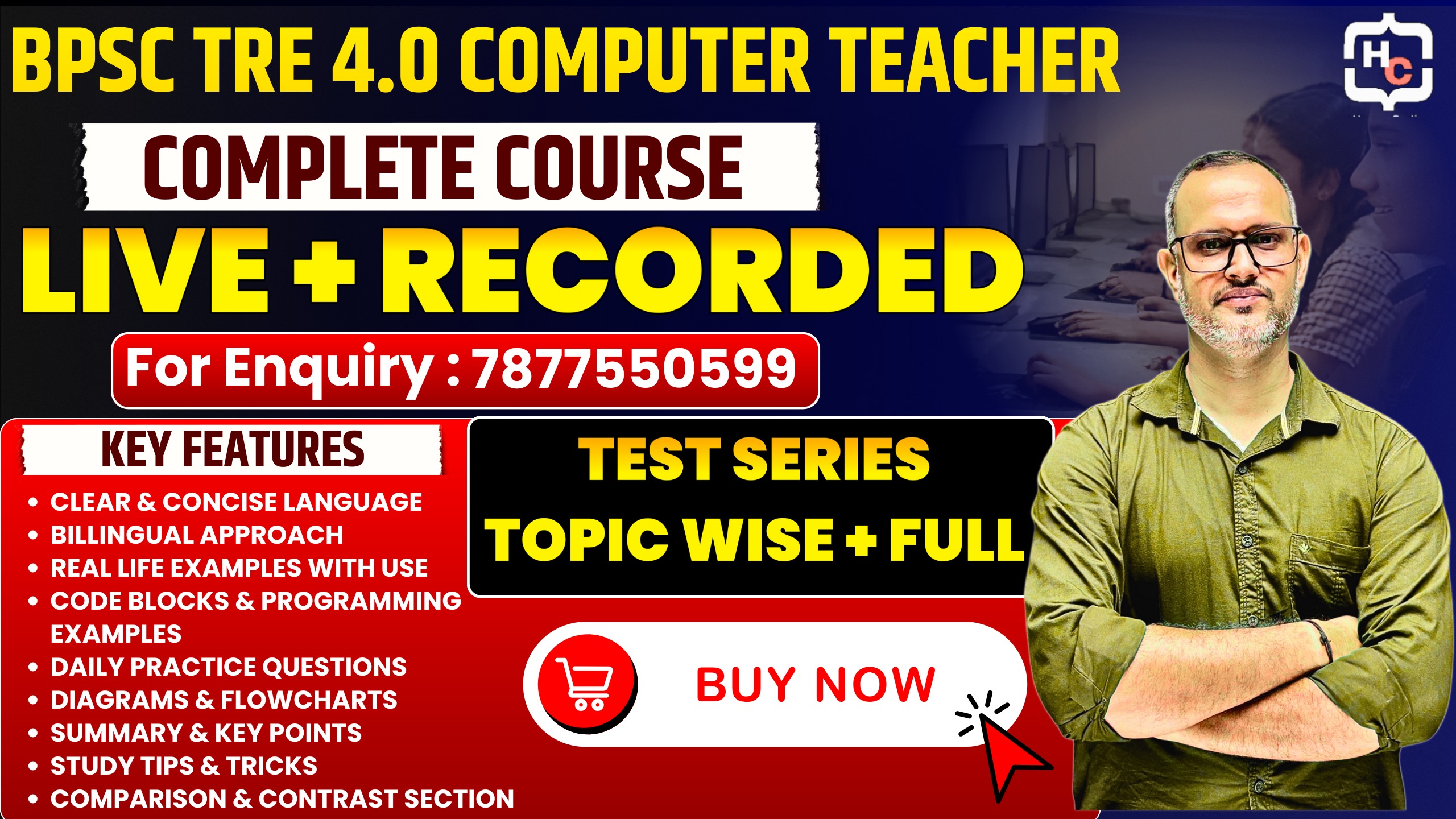BPSC TRE 4.0: Bihar Computer Teacher Live + Recorded + Topic Wise Tests + Test Series