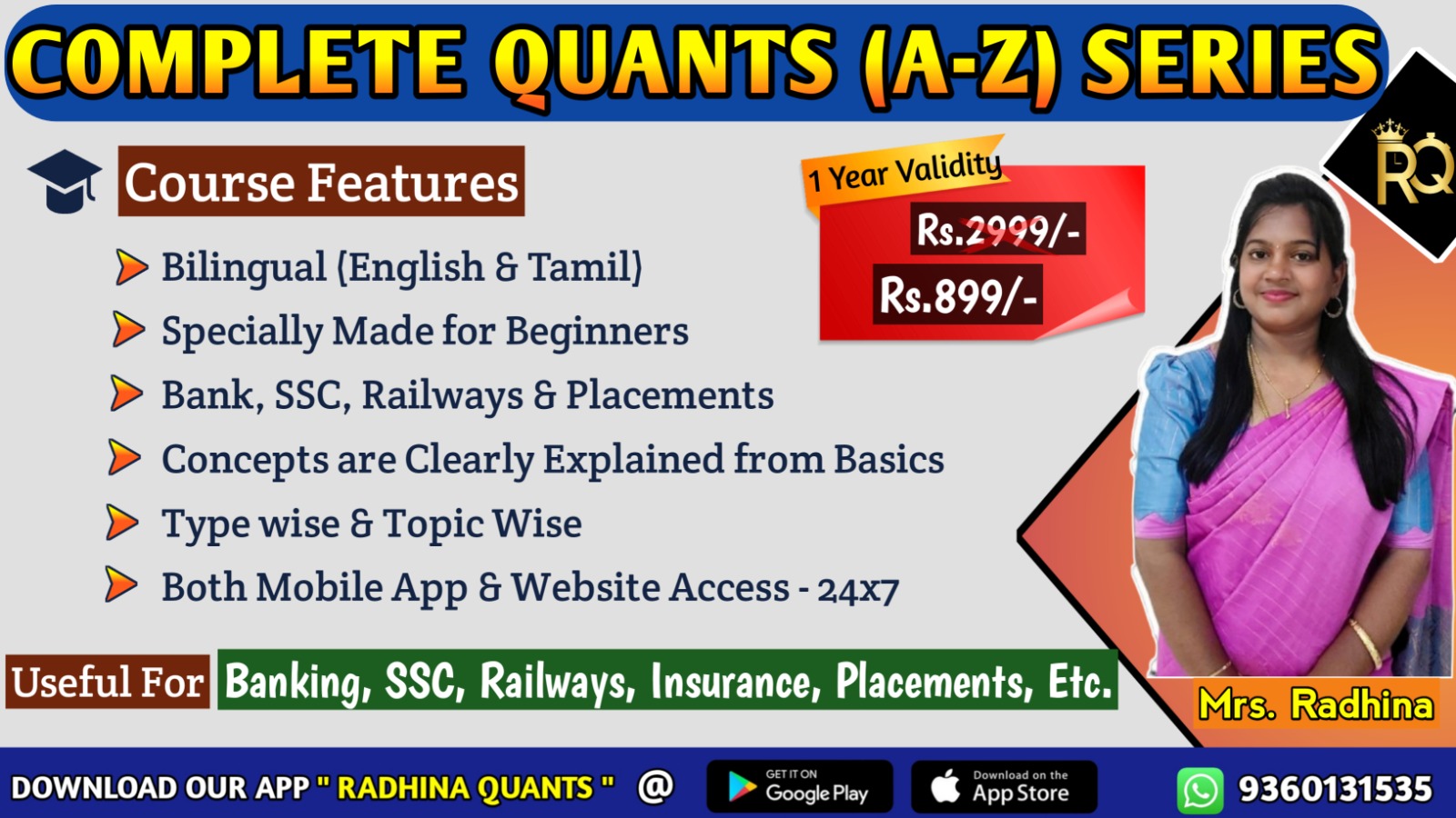 Quants A to Z Series Course (Banking, SSC, RAILWAYS, Insurance, Police exams,  Etc)