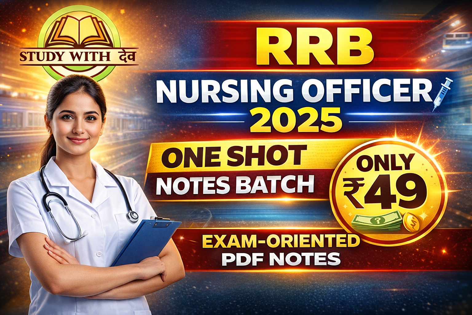 RRB Nursing Officer 2025 | One Shot Notes Batch