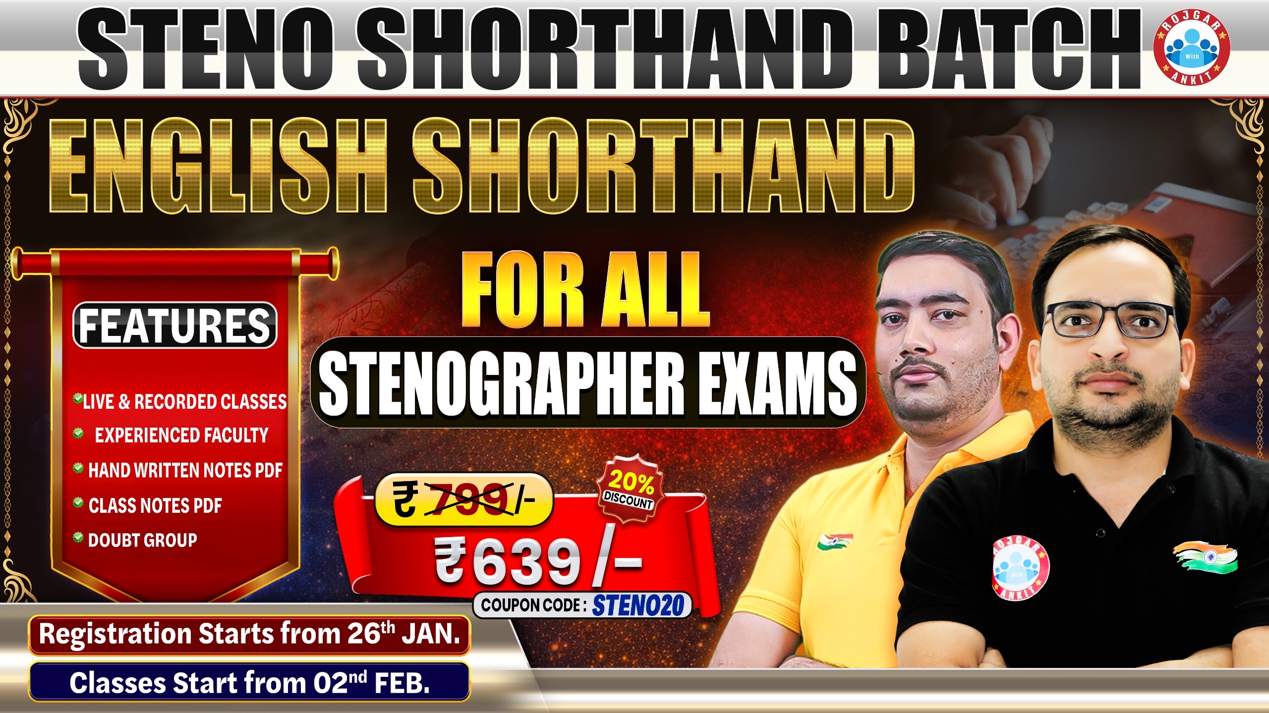 English Steno Shorthand Batch 2026