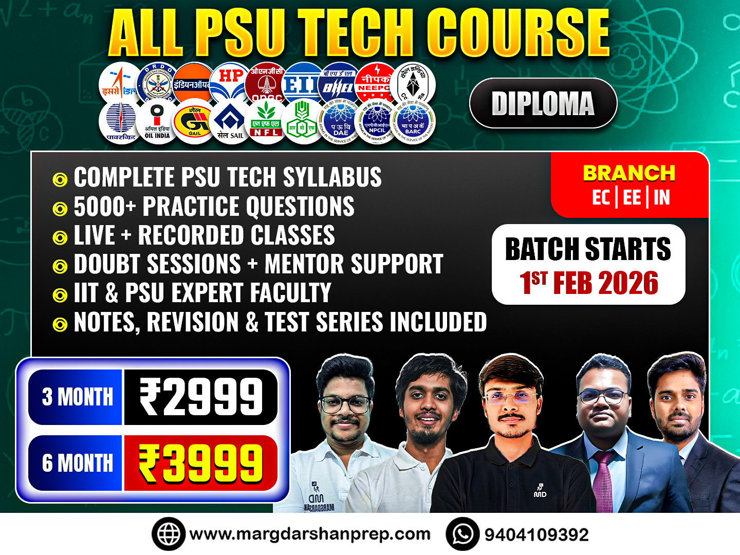 ALL PSU Exam Technical (Diploma-EE/EC/IN)