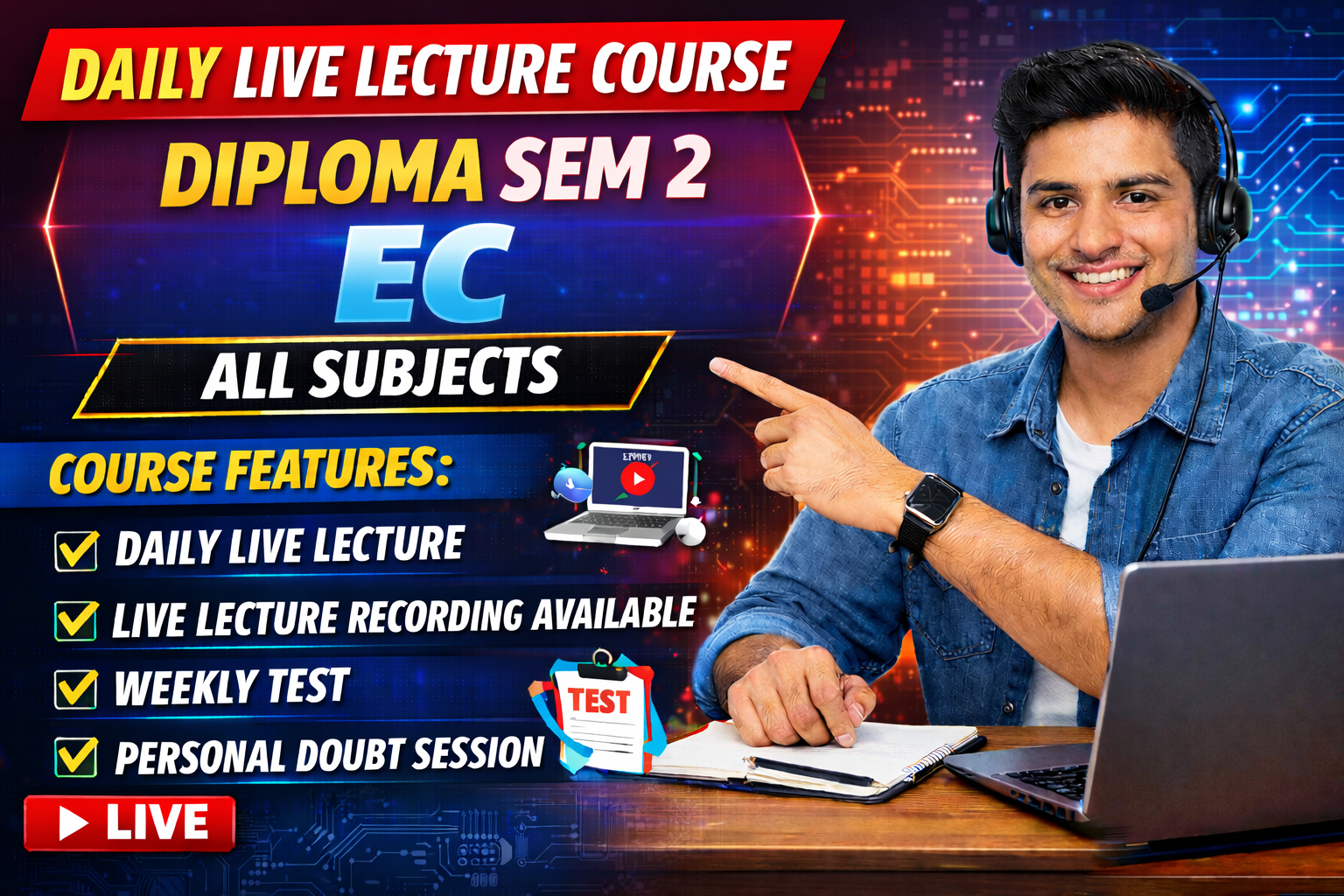 EC SEM 2 DAILY LIVE LECTURE COURSE 