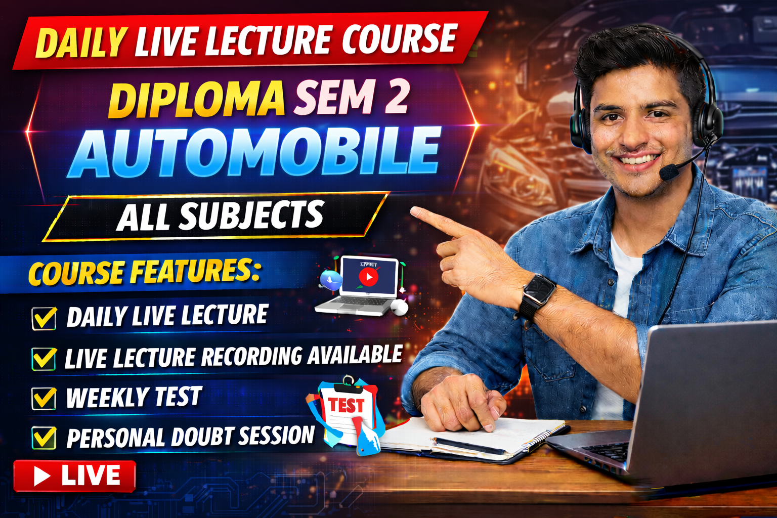 AUTOMOBILE SEM 2 DAILY LIVE LECTURE COURSE 