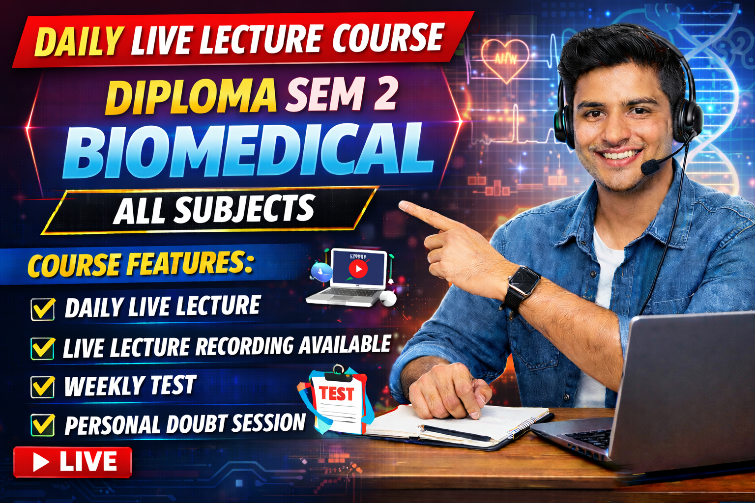 BIOMEDICAL SEM 2 DAILY LIVE LECTURE COURSE 