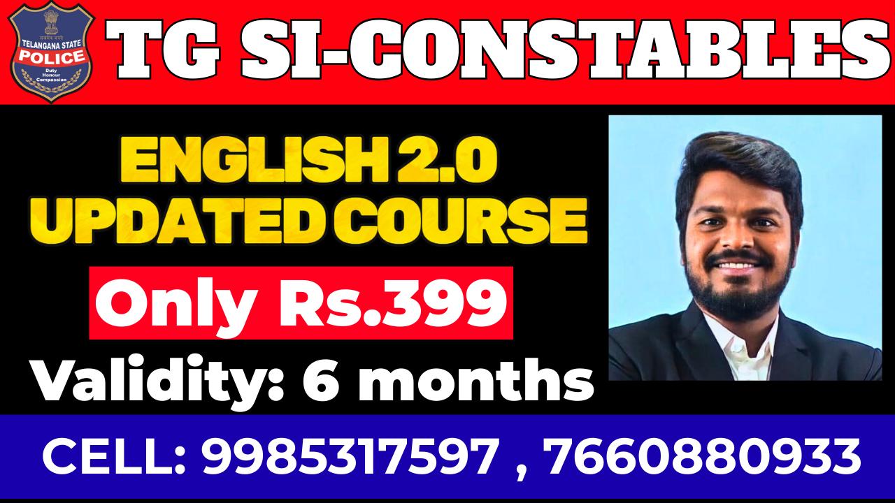 S.I- Constable (Ap/Ts) full English special course(6 months validity)