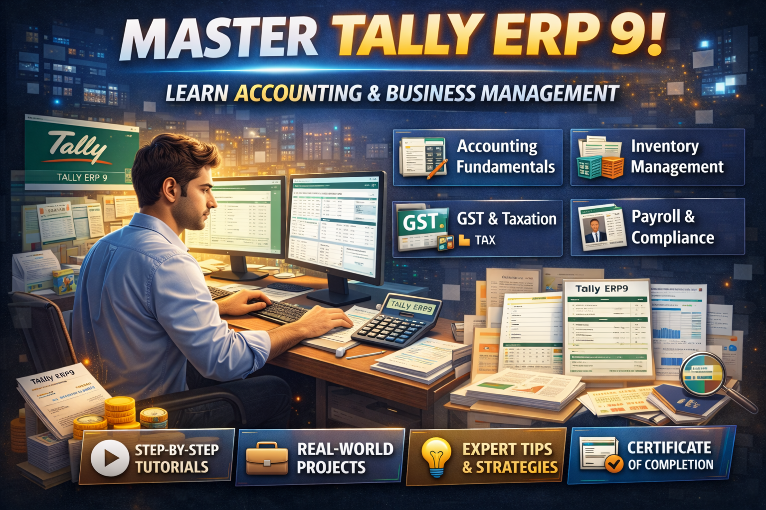 Professional Tally ERP 9 Course Accounting और GST Skills के साथ बनाएं Bright Career!