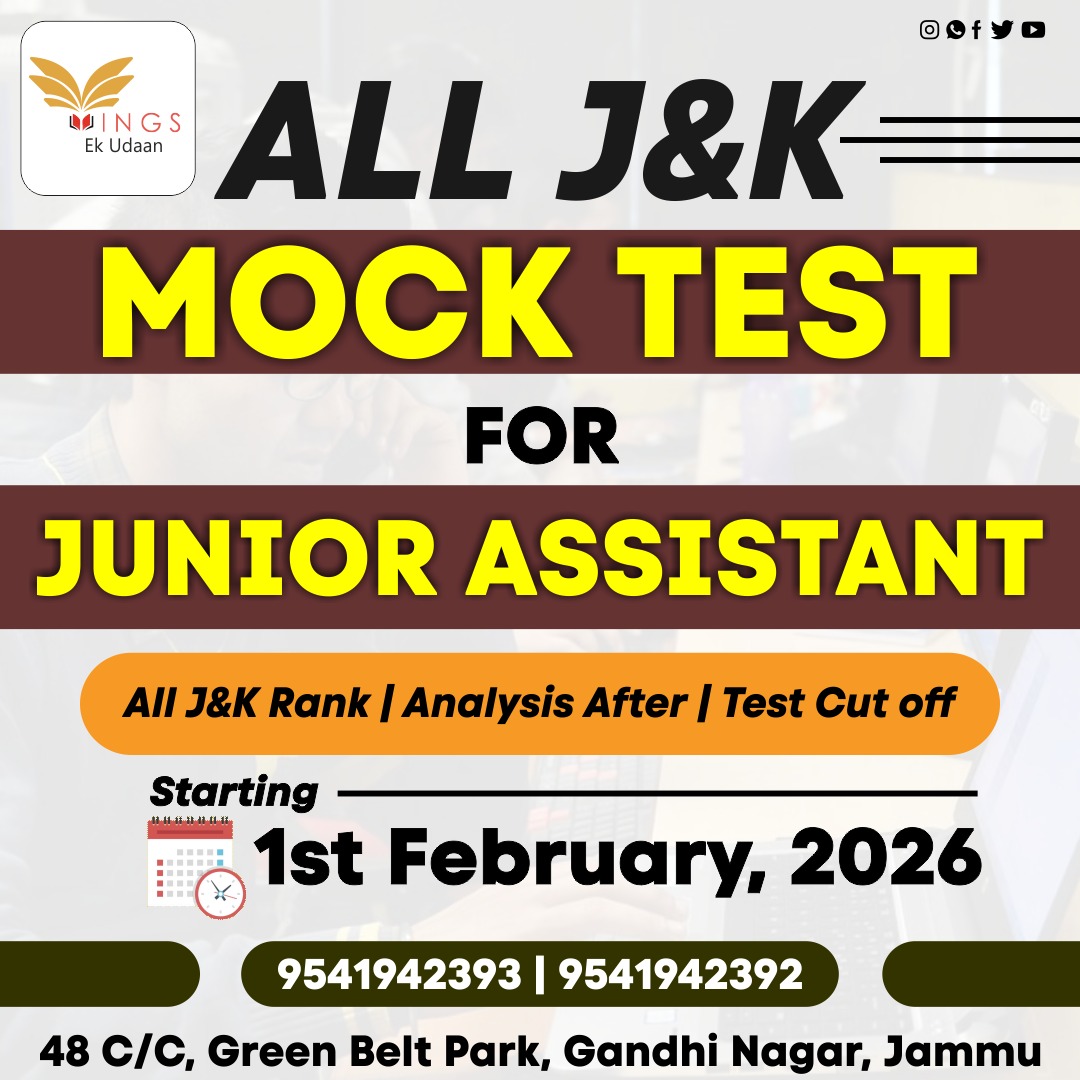 ALL J&K JUNIOR ASSISTANT TEST 2026