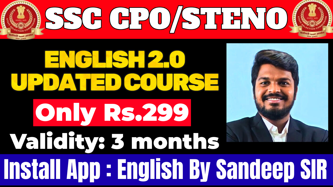 SSC CPO/STENO ENGLISH 2.0 UPDATED FULL COURSE(3 MONTHS VALIDITY)