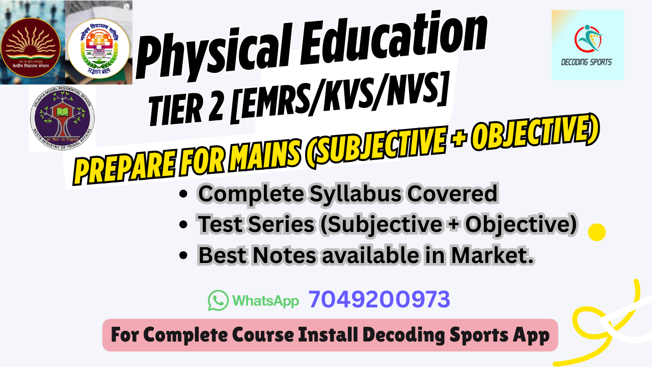 KVS / NVS TGT , EMRS TGT Physical Education