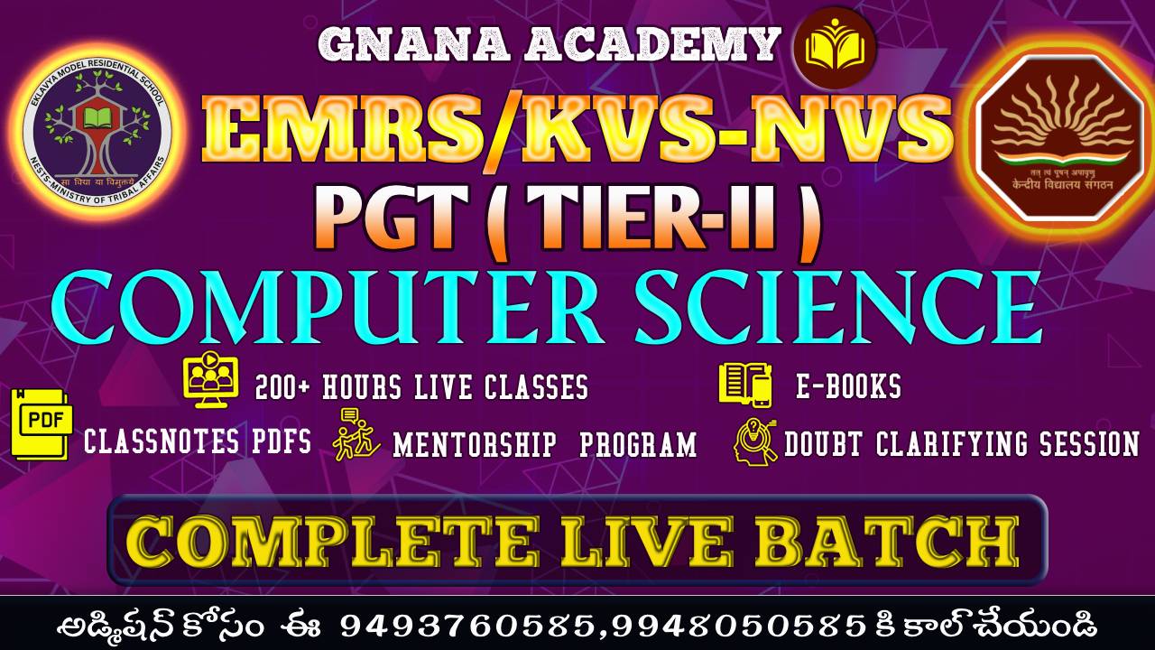 EMRS / KVS-NVS 2025-26 |TIER-II | PGT | COMPUTER SCIENCE | 120+ HOURS | COMPLETE LIVE BATCH