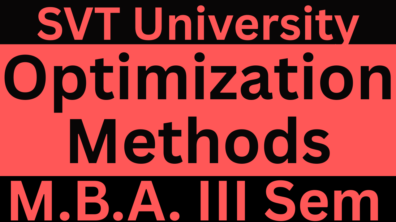 Optimization Methods (SVT University)