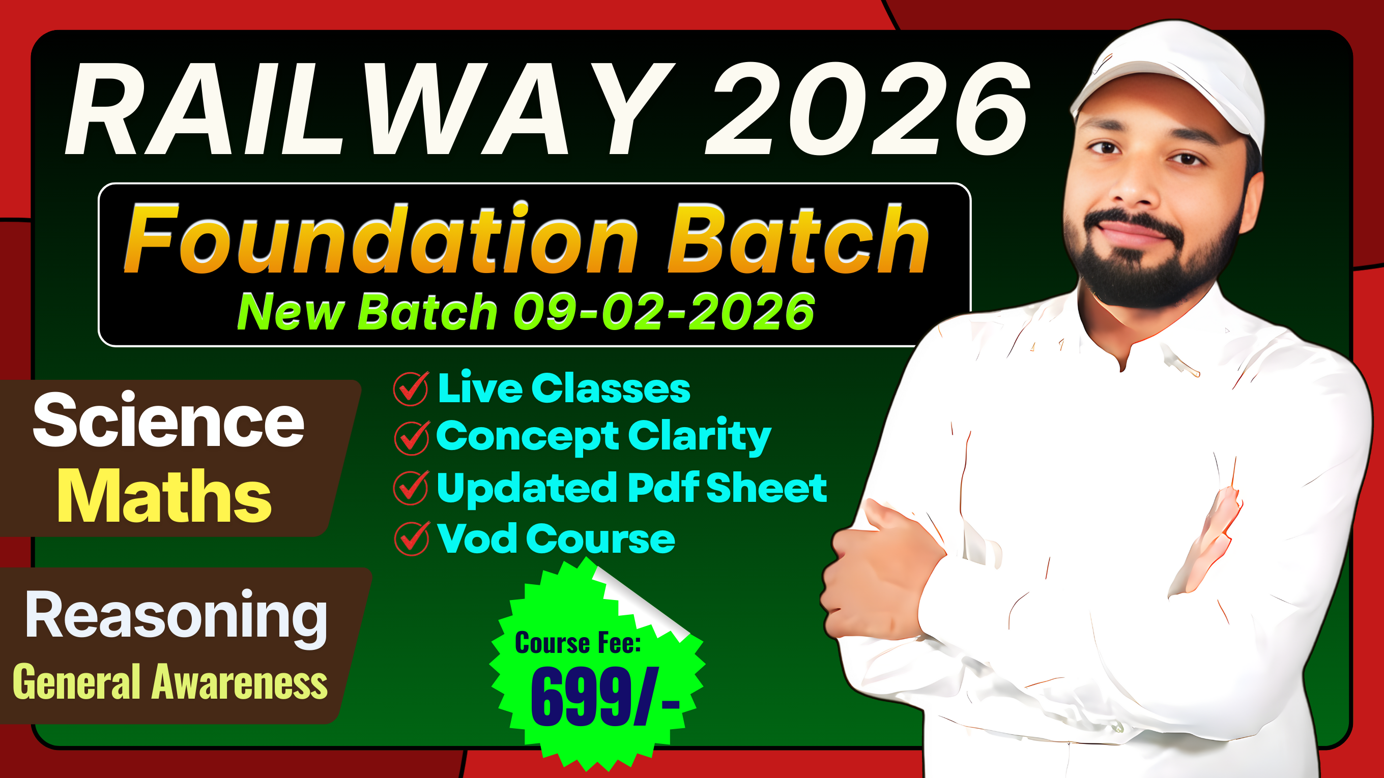 RAILWAY FOUNDATION || NEW BATCH 09-02-2026 || Useful For : Railway All Exams || FEE- 699/- || A-8