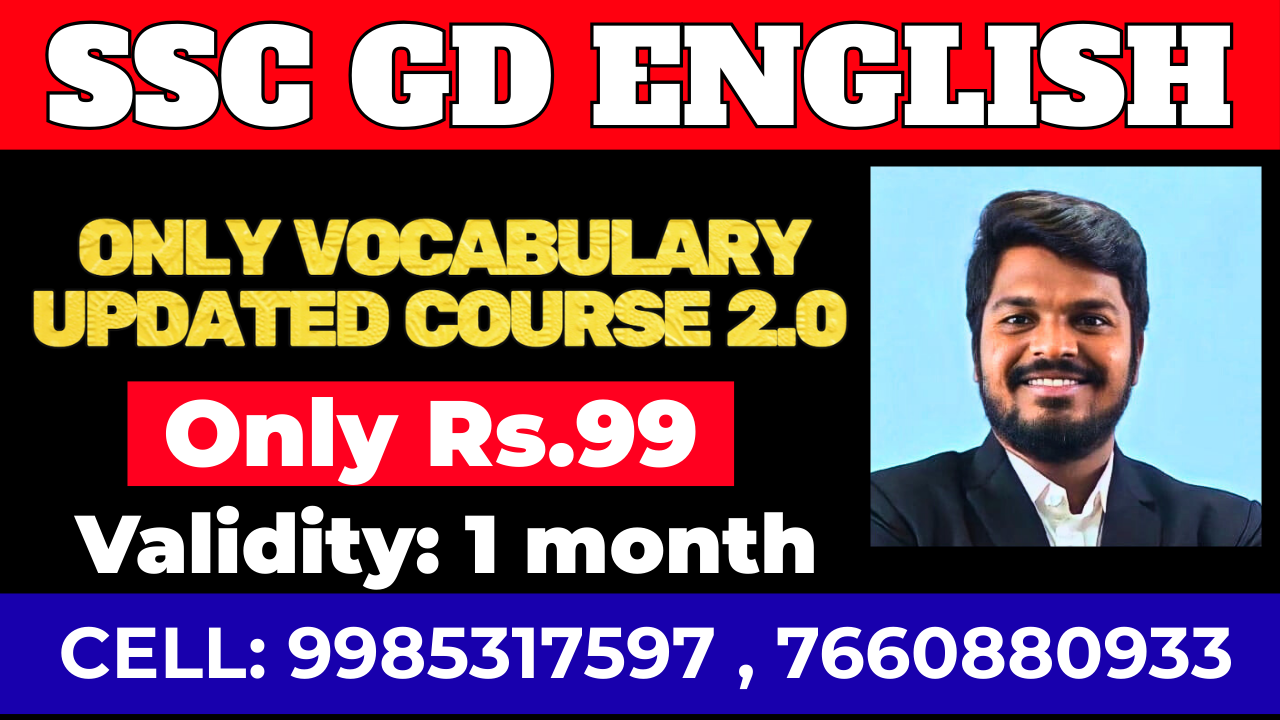 SSC GD vocabulary UPDATED Full Course(1 month validity)
