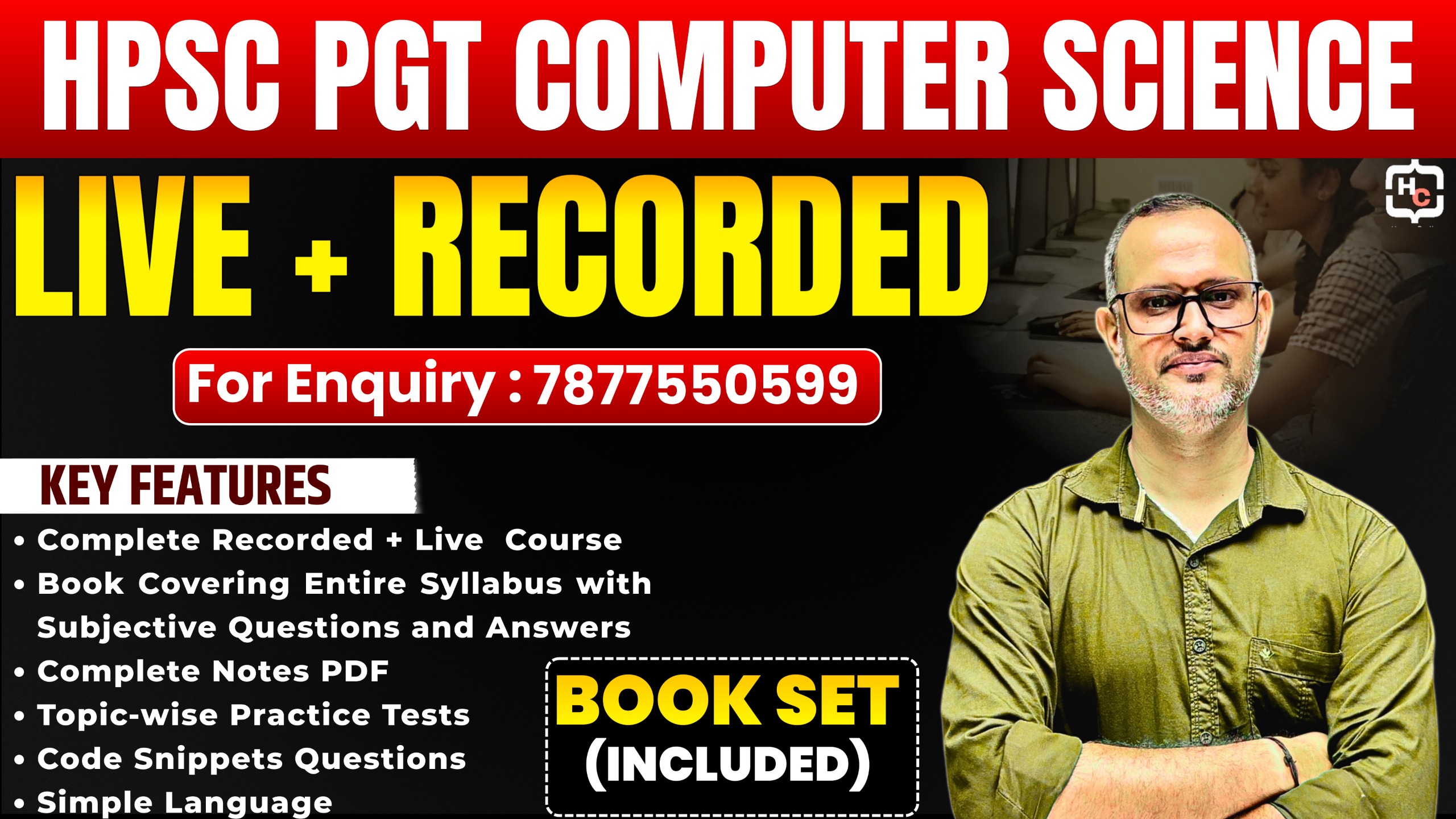 HPSC PGT CS - Live + Recorded + Book