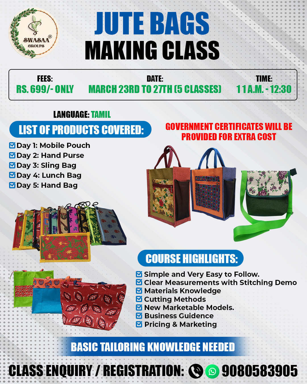 JUTE BAGS MAKING WORKSHOP (Tamil)