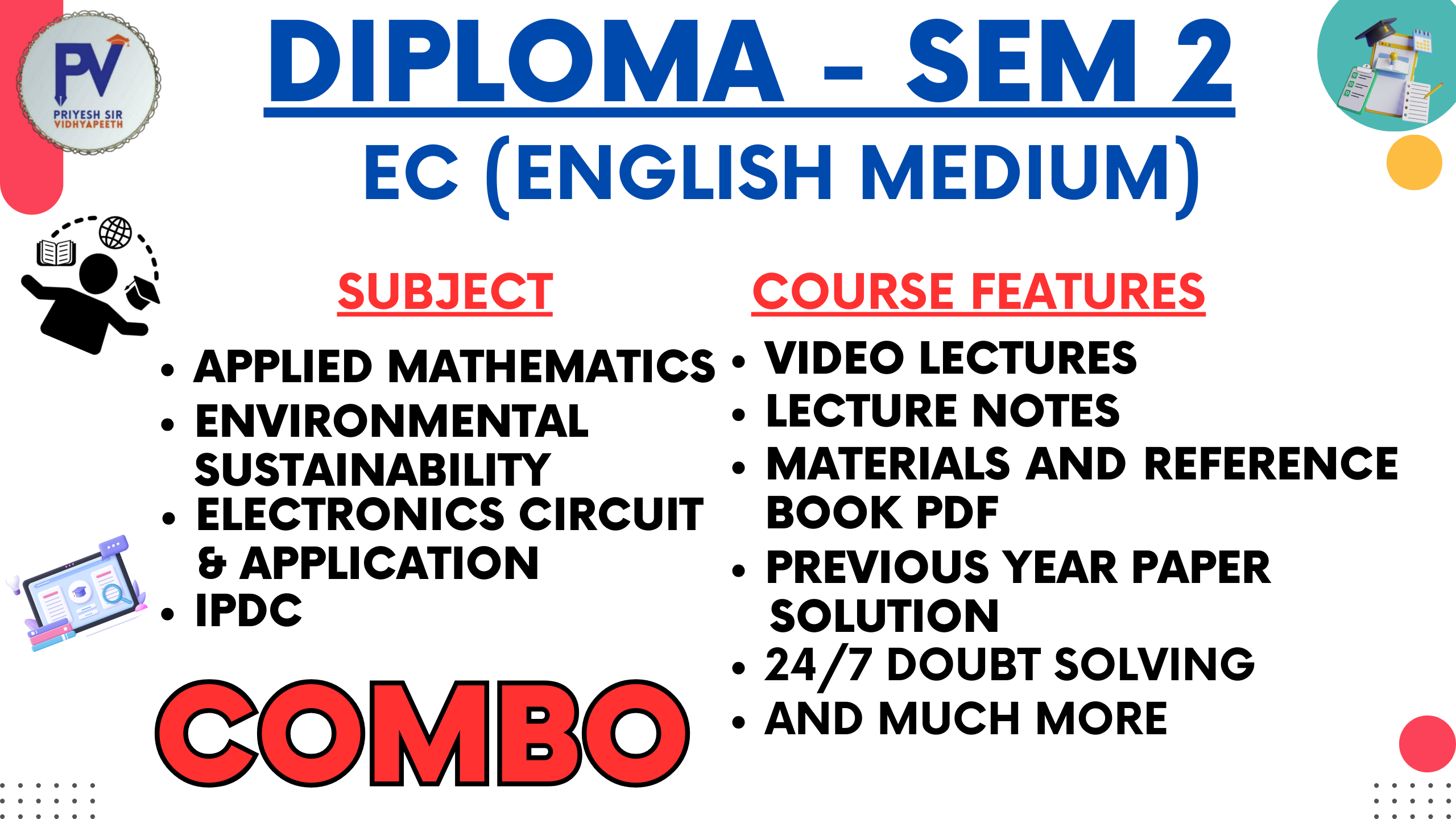 SEM 2 DIPLOMA EC [ENGLISH MEDIUM] - 4 SUBJECTS - COMBO