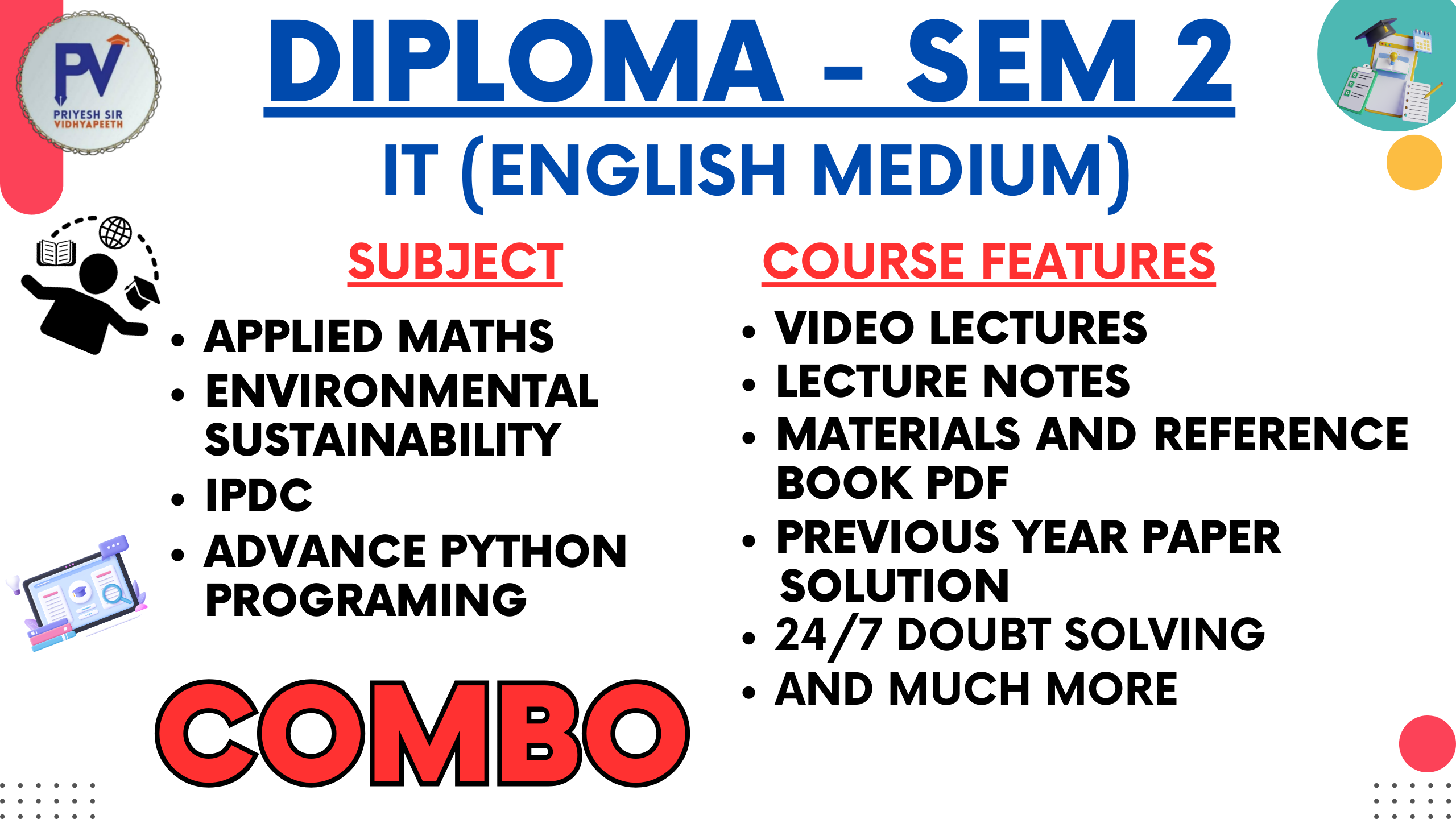 SEM 2 DIPLOMA IT [ENGLISH MEDIUM] - 4 SUBJECTS - COMBO
