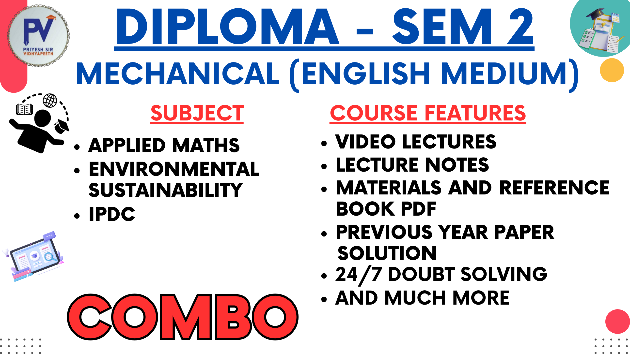SEM 2 DIPLOMA MECHANICAL [ENGLISH MEDIUM] - 3 SUBJECTS - COMBO
