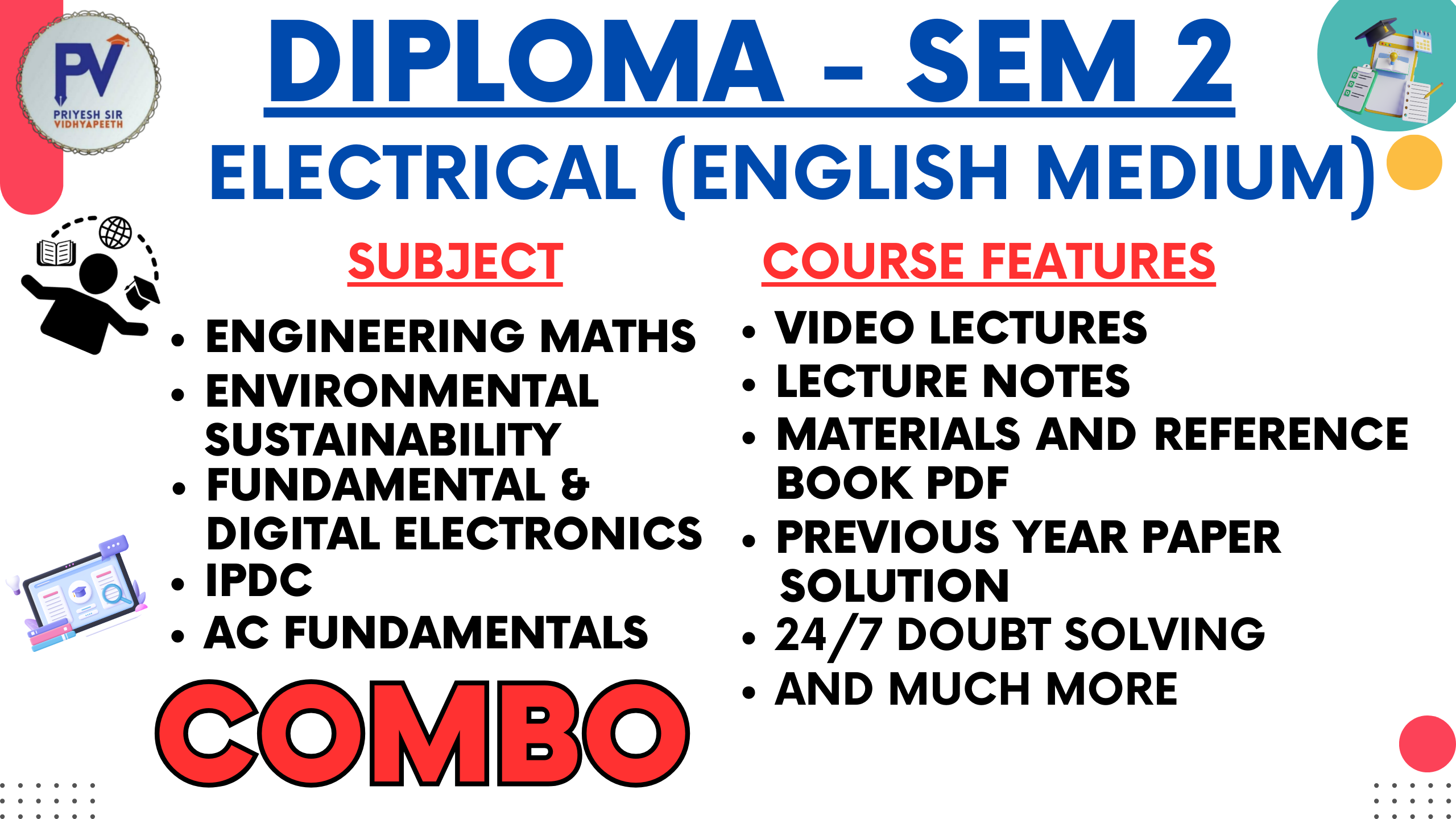 SEM 2 DIPLOMA ELECTRICAL [ENGLISH MEDIUM] - 5 SUBJECTS - COMBO