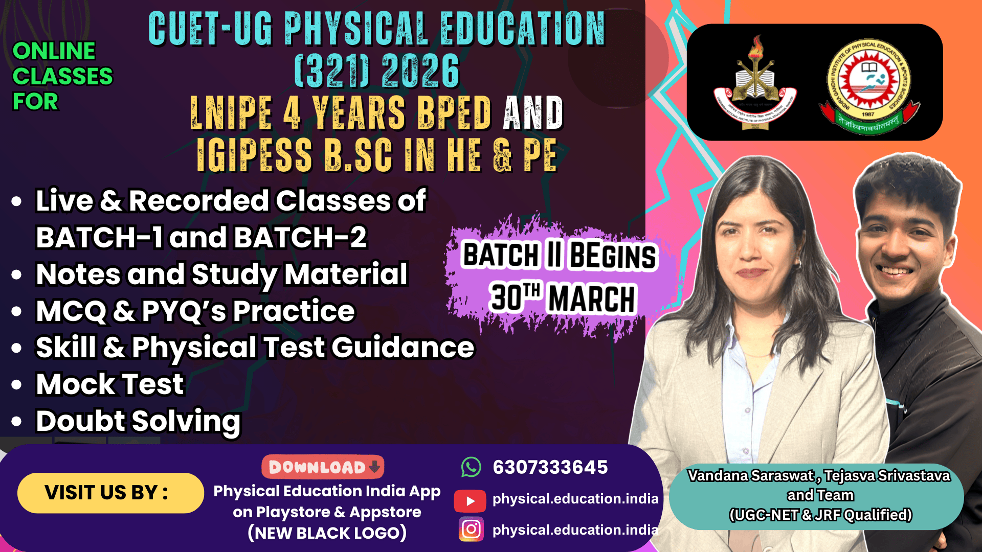 B.P.Ed & BSC in HE&PE (CUET-UG) 2026 (321-Physical Education) 'Batch 1 + 2' 