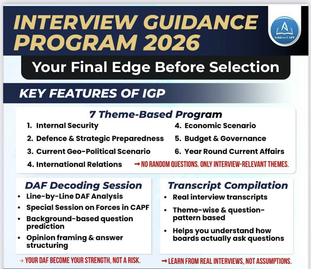 Interview Guidance Program IGP for CAPF 2025-26 (Content Batch)