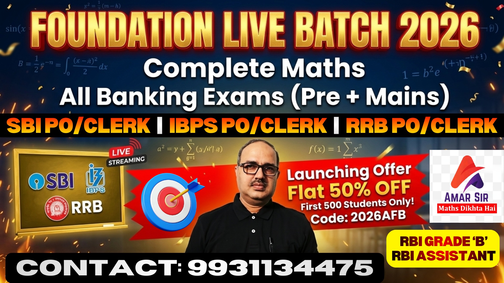 Amar Sir Foundation Live Batch 2026 of Complete Maths for All Banking Exams (Pre + Mains)