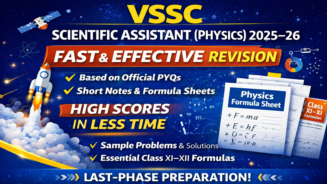 VSSC Scientific Assistant (Physics) 2025–26 | Problem-based Short Notes & Formula Sheets (Advt. No. VSSC-335)