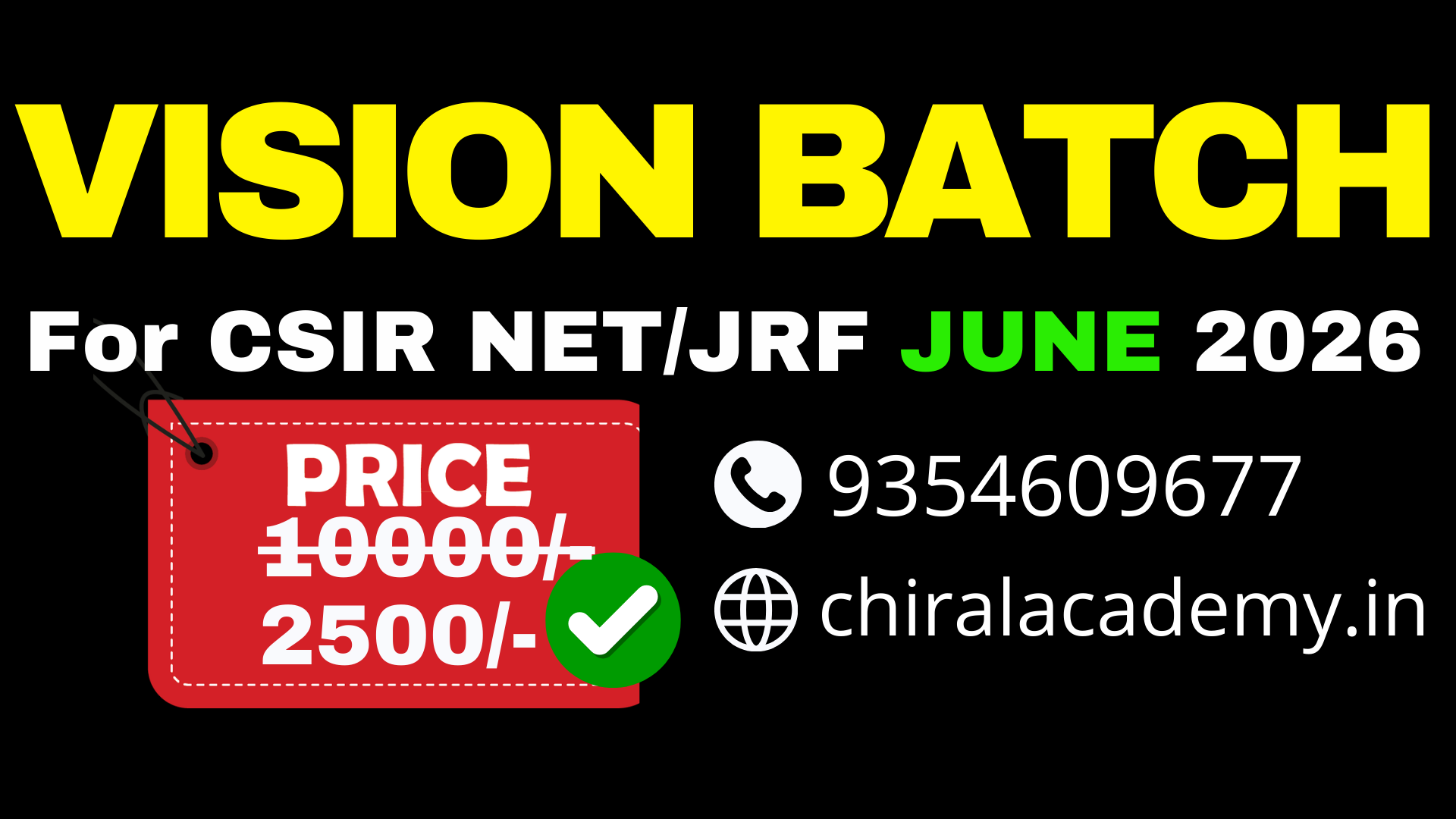 VISION BATCH FOR CSIR NET/JRF JUNE 2026 