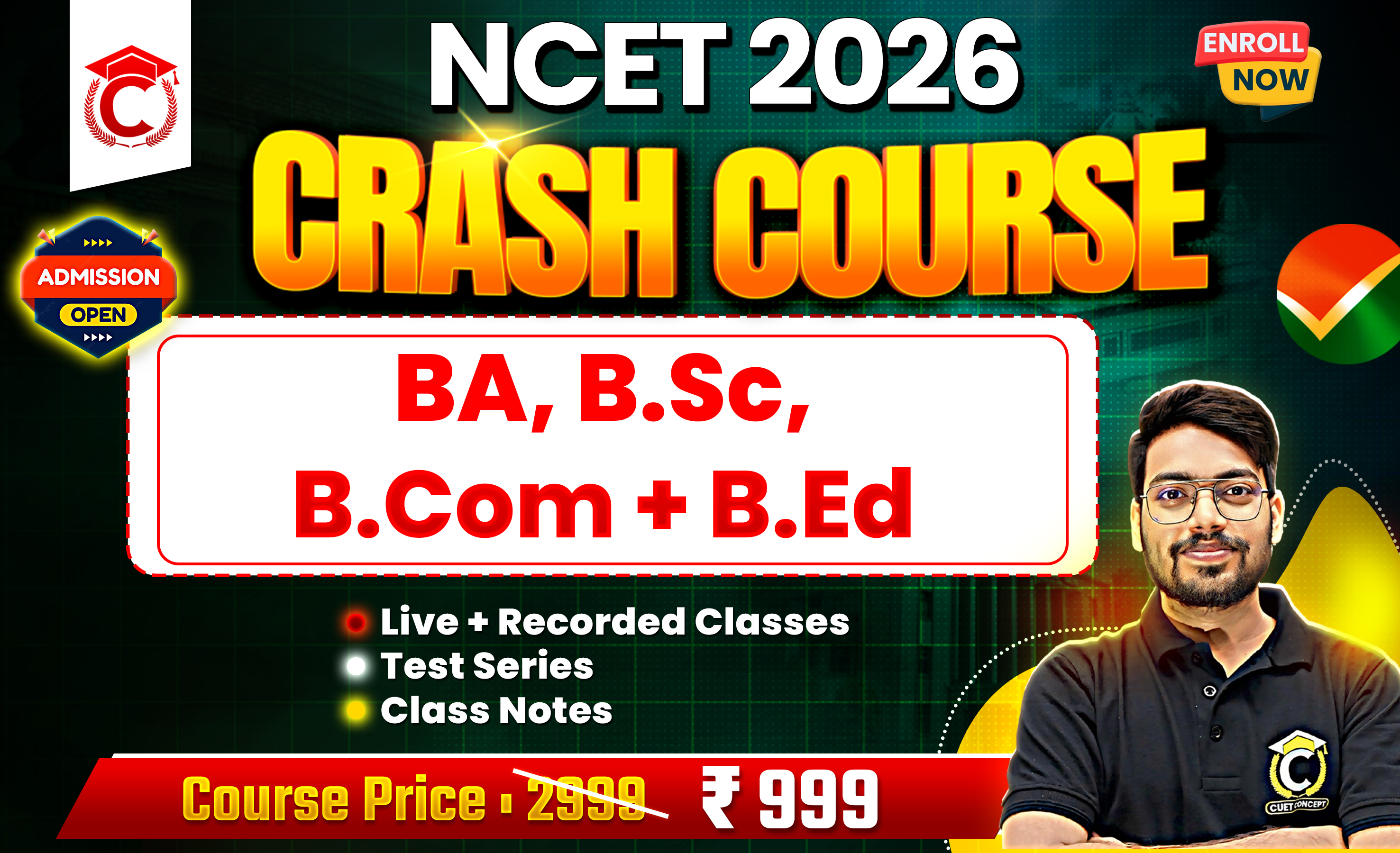 NCET Crash Course 2026 | BSc + BEd | BA + BEd | BCom + BEd
