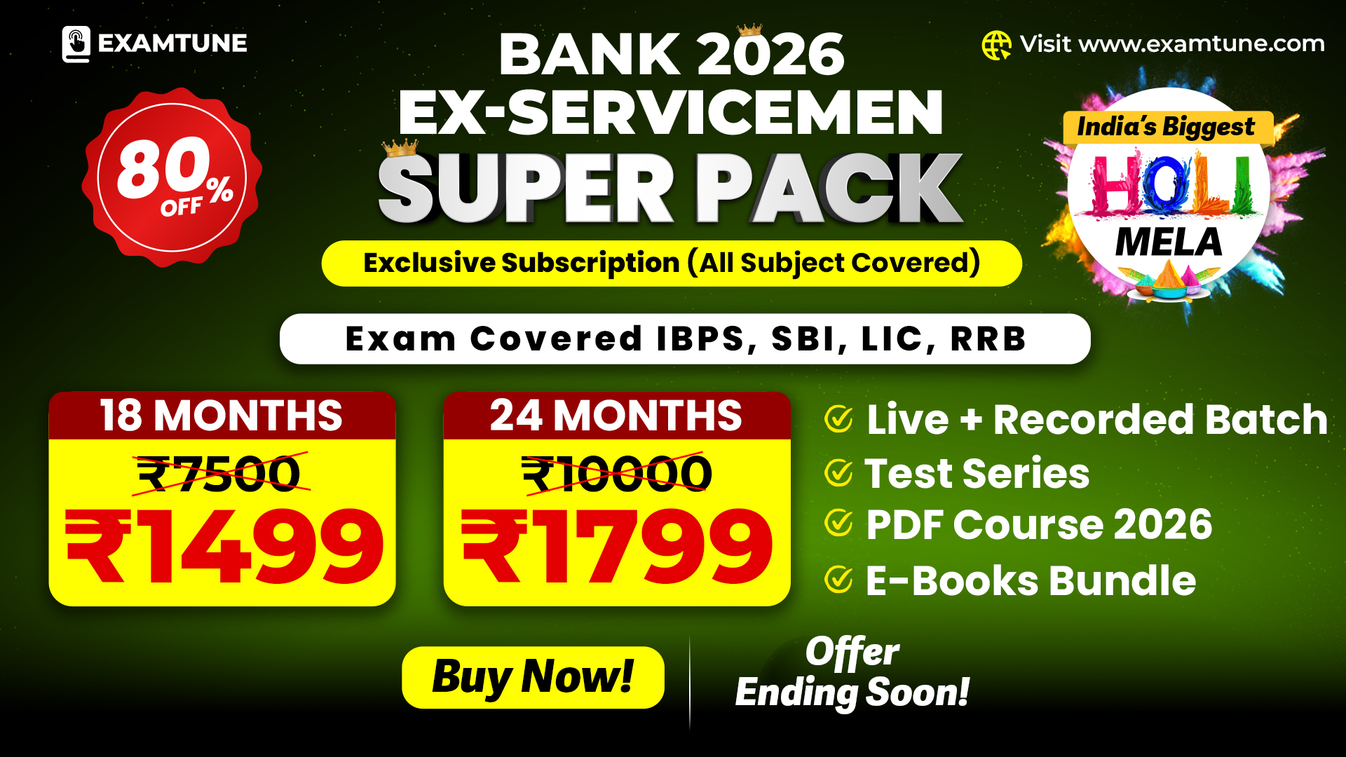 Bank Exam Preparation for Ex-Servicemen Super Pack Complete Subscription (Pre + Mains) By ExamTune