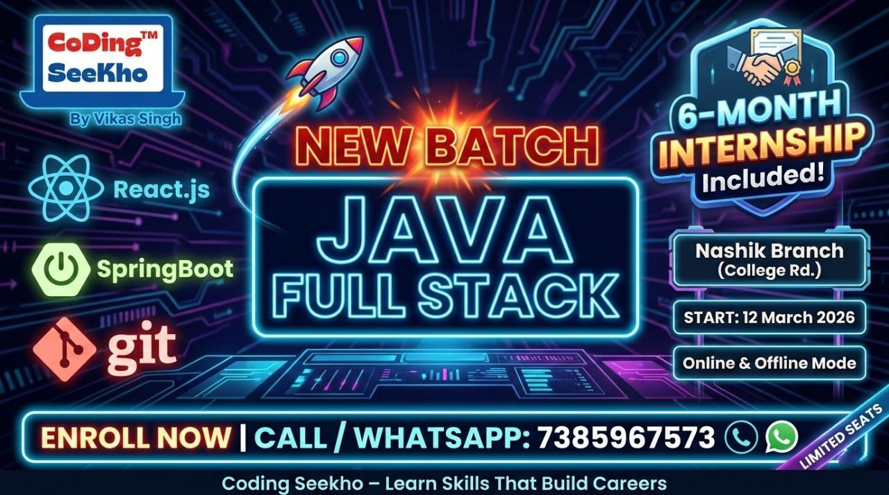 12 March- Live Batch 04: Java Full Stack 8:30 AM Nashik