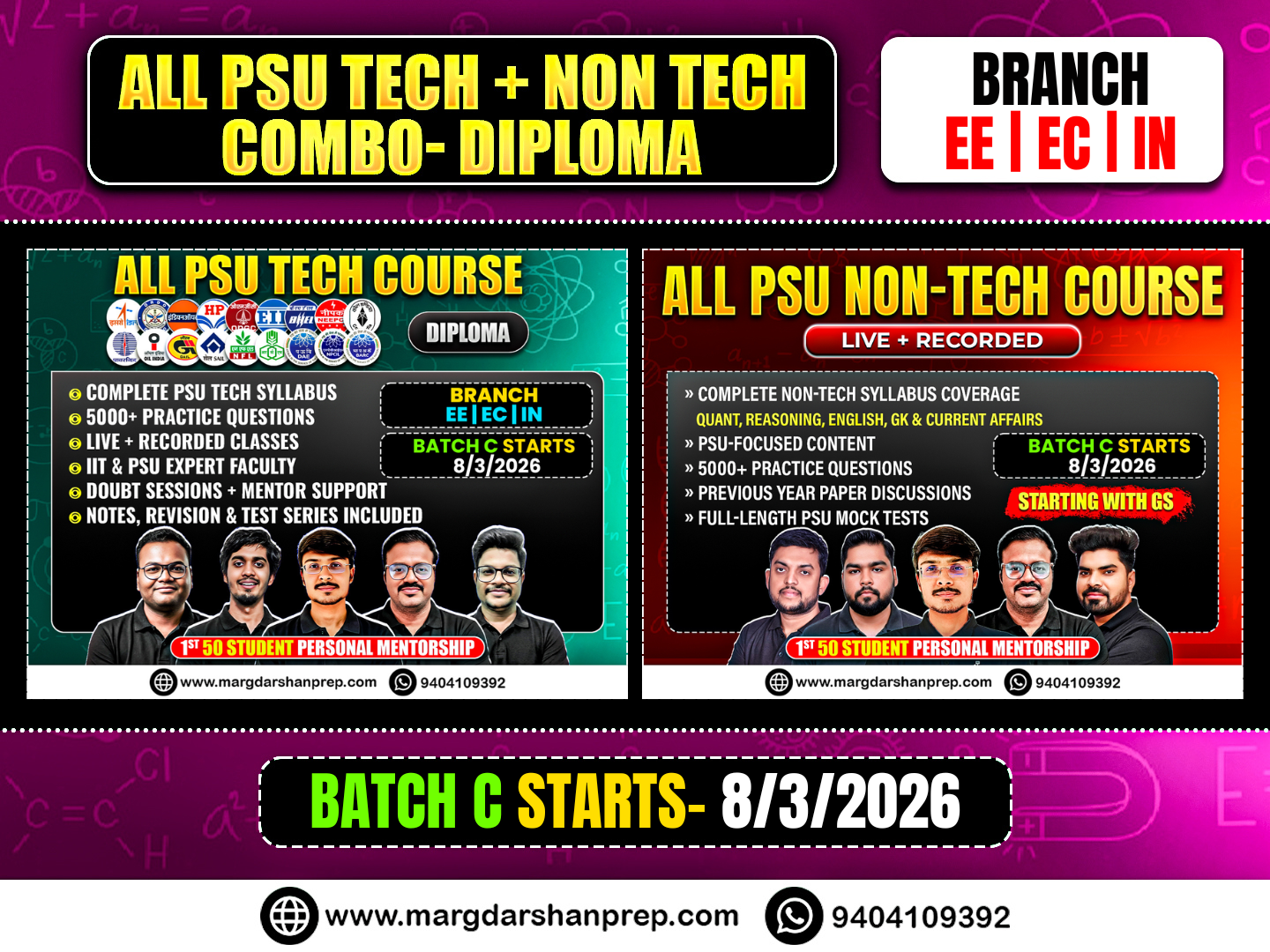  (Diploma - EE/EC/IN) ALL PSU Exam Tech + Non Tech Combo 