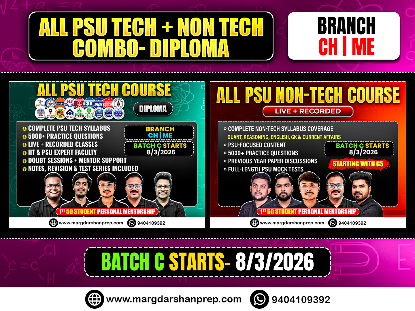 (Diploma - ME/CH) ALL PSU Exam Tech+ Non Tech Combo 