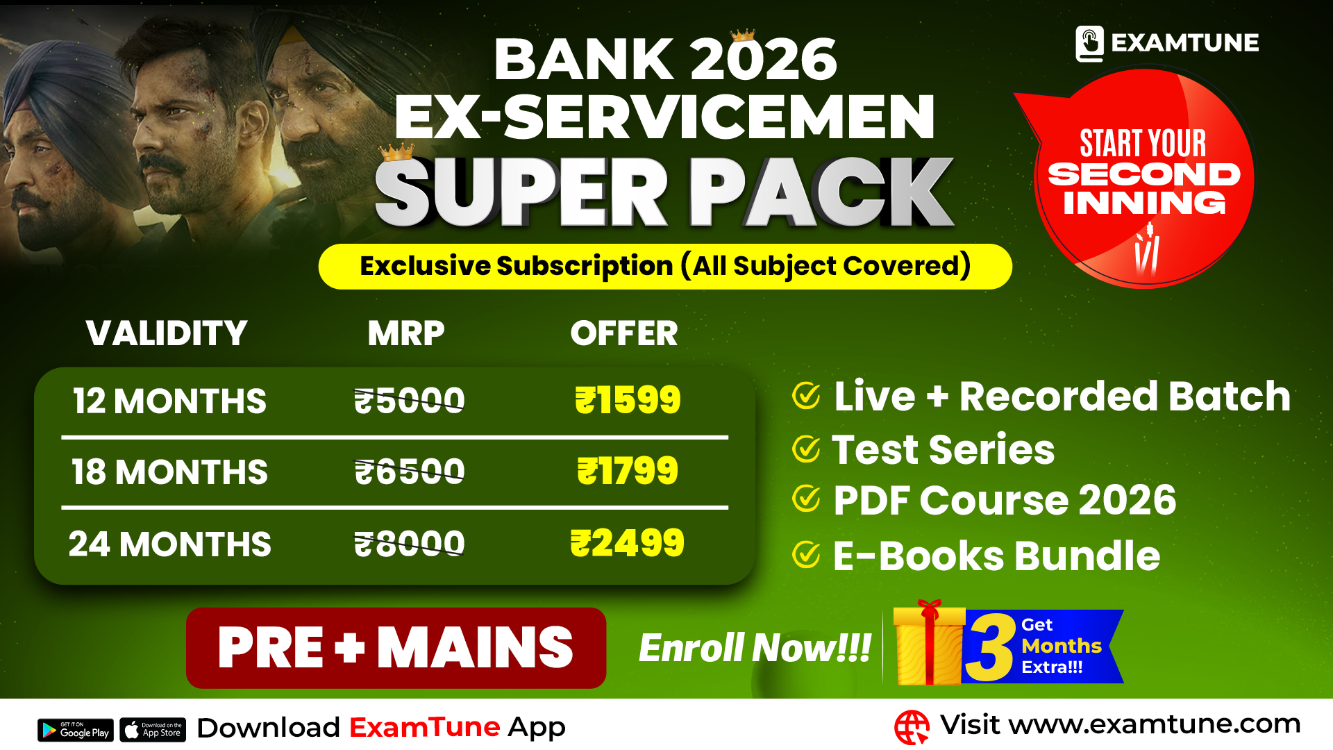 Bank Exam Preparation for Ex-Servicemen Super Pack Complete Subscription (Pre + Mains)