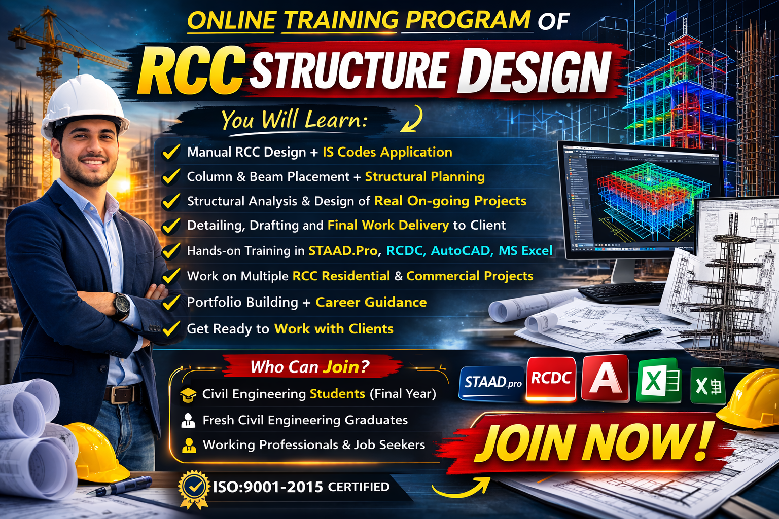 RCC Structure Design Using STAAD.Pro and RCDC
