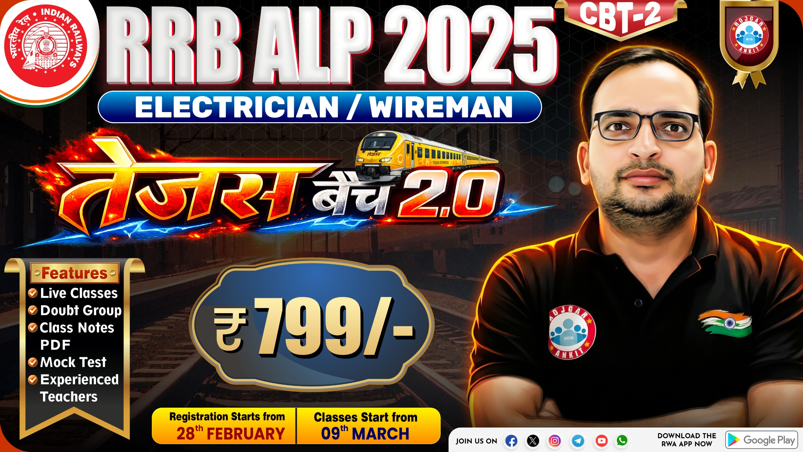 RRB ALP 2025 CBT 2 – तेज़स बैच 2.0 ELECTRICIAN / WIREMAN