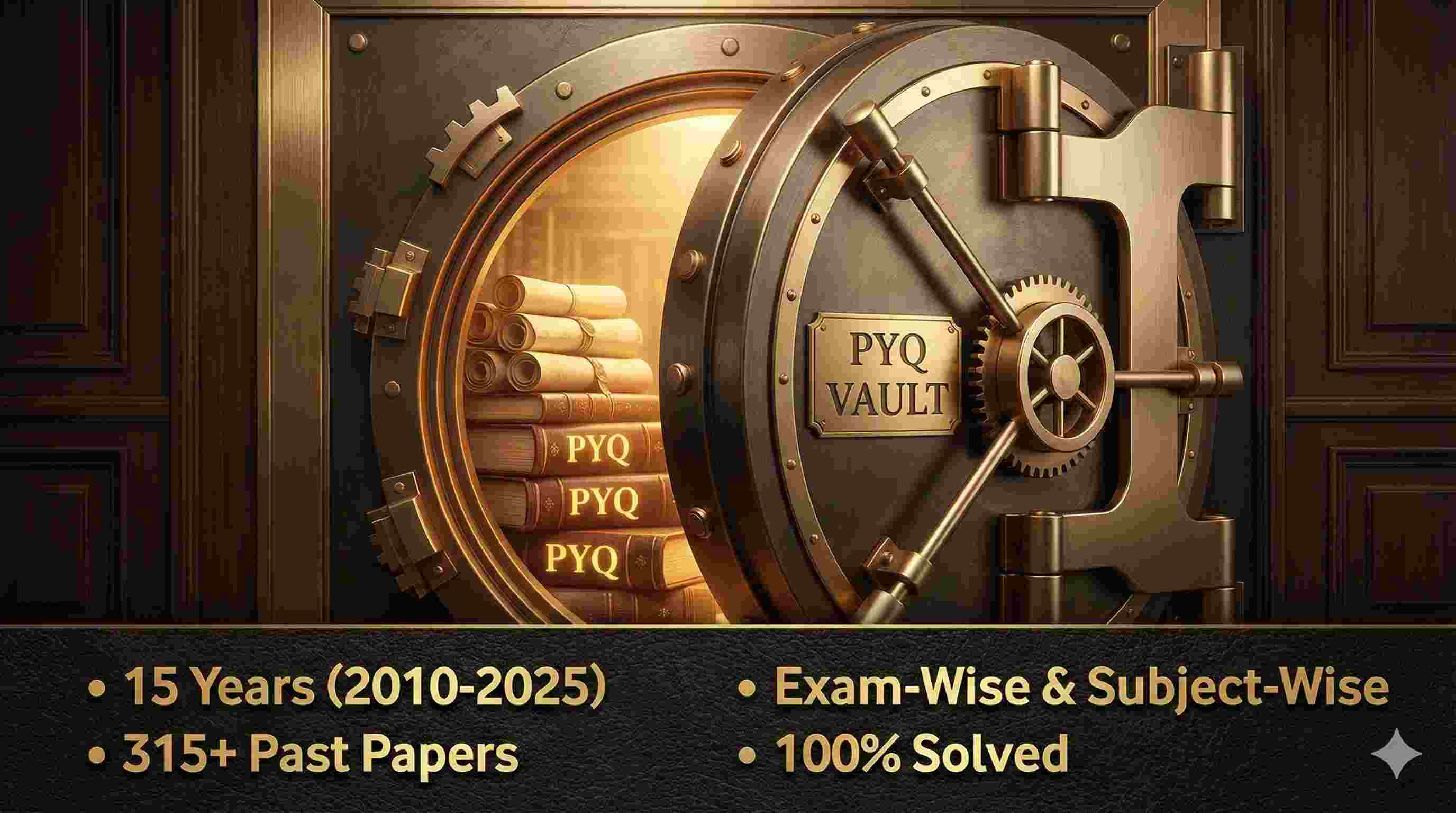 The PYQ Vault (15 Years Archive) (315+ Past Papers | 81 Exams | Exam-Wise & Subject-Wise Mode)