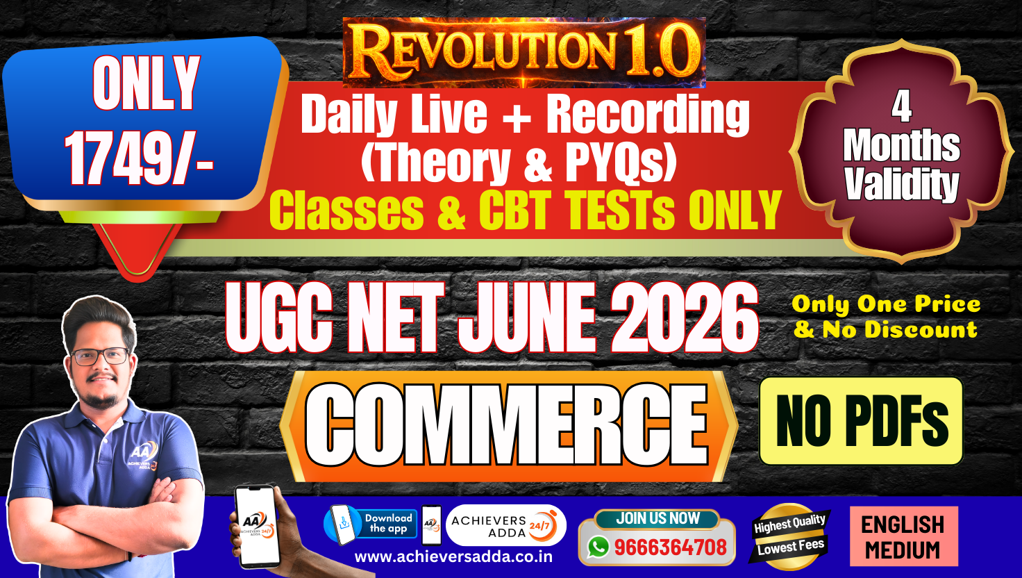Revolution 1.0 (COMMERCE) - Only Classes & Test Series - UGC NET June'26