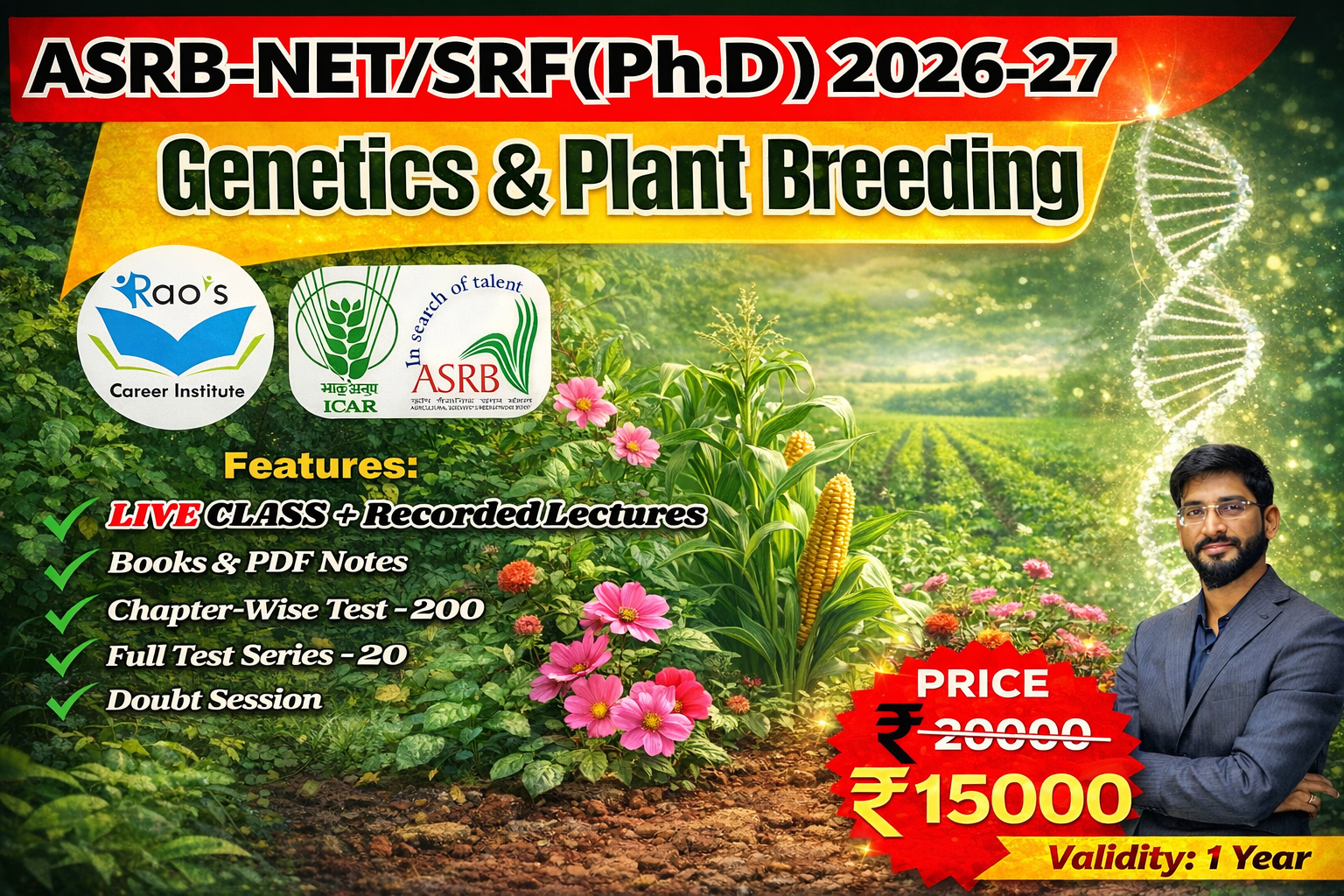 ASRB-NET  & SMS, STO | Genetics and Plant Breeding | LIVE NEW BATCH | SRF /Ph.D 2026-27