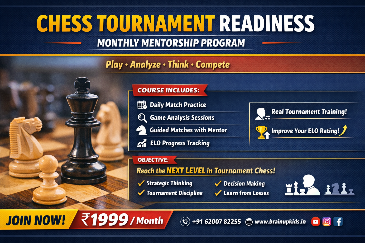 Chess Tournament Readiness – Monthly Mentorship Program