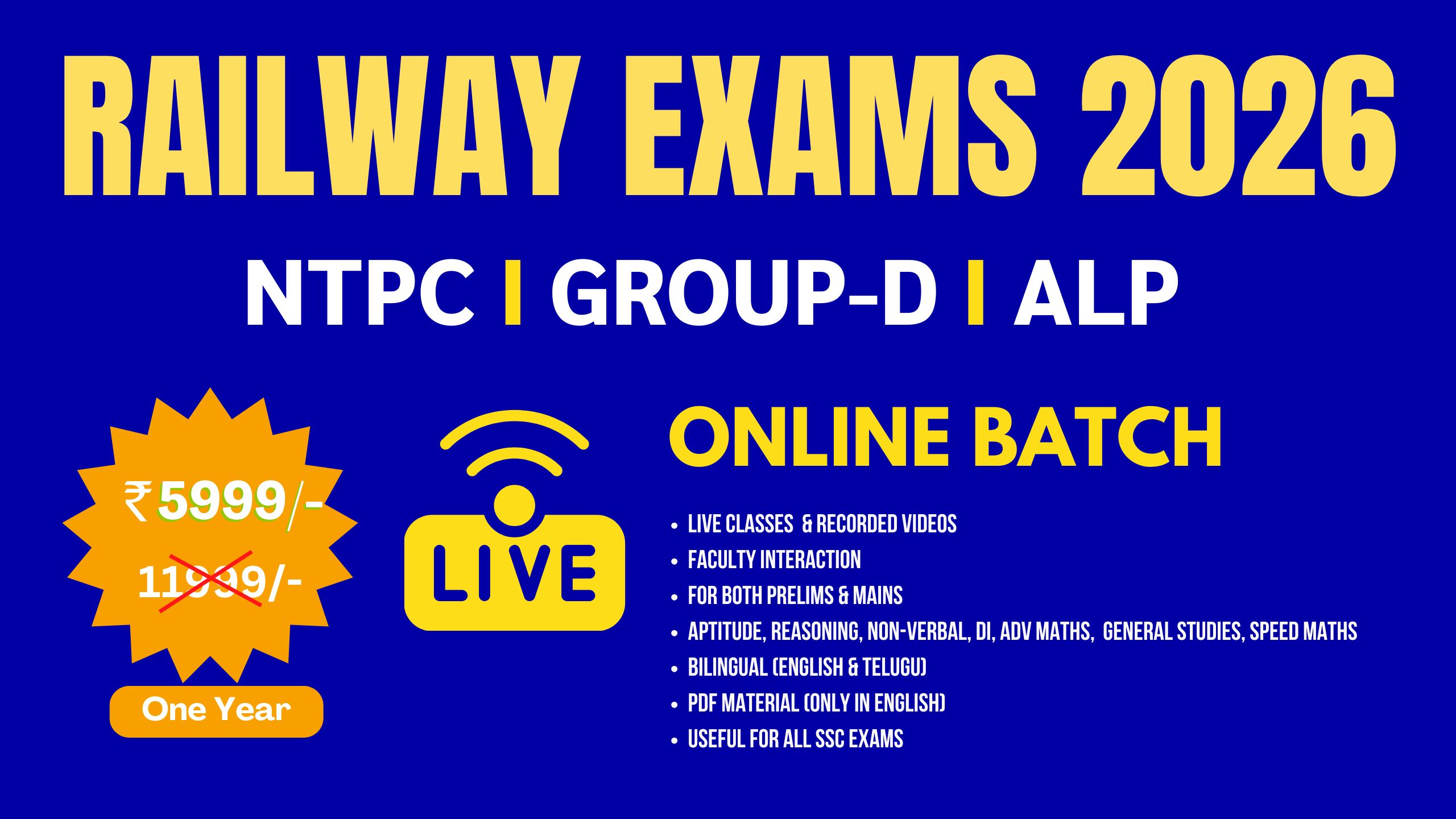 Railway Exams - 2026 | Exclusive Online Live Batch