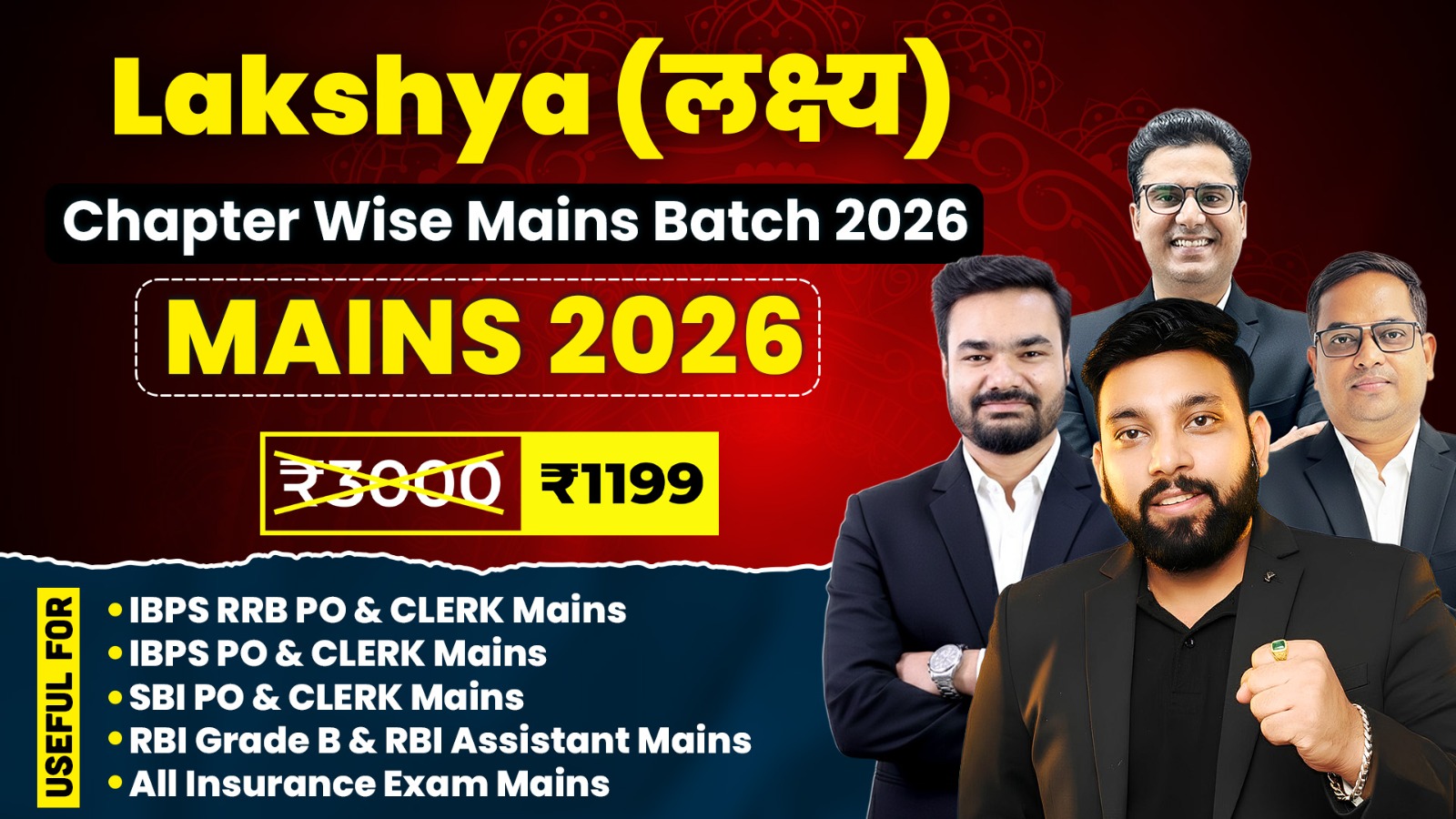 Lakshya Mains Chapter Wise Batch for SBI, IBPS, RRB, RBI, LIC Mains 2026-27 Exam