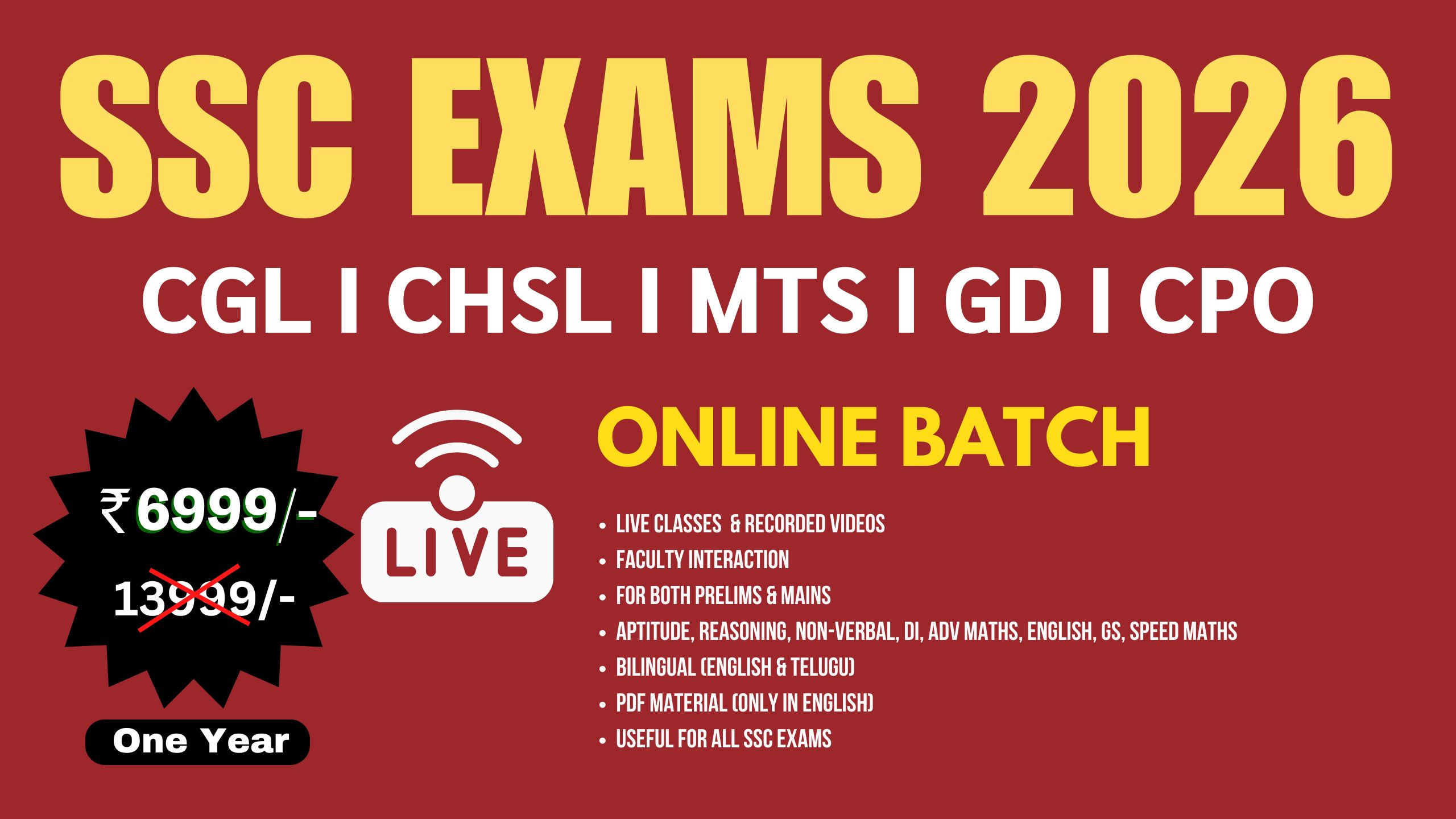 SSC Exams - 2026 | Exclusive Online Live Batch