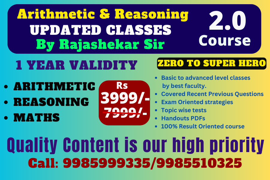 Arithmetic & Reasoning 2.0 BY Rajashekar Sir (1 Year )