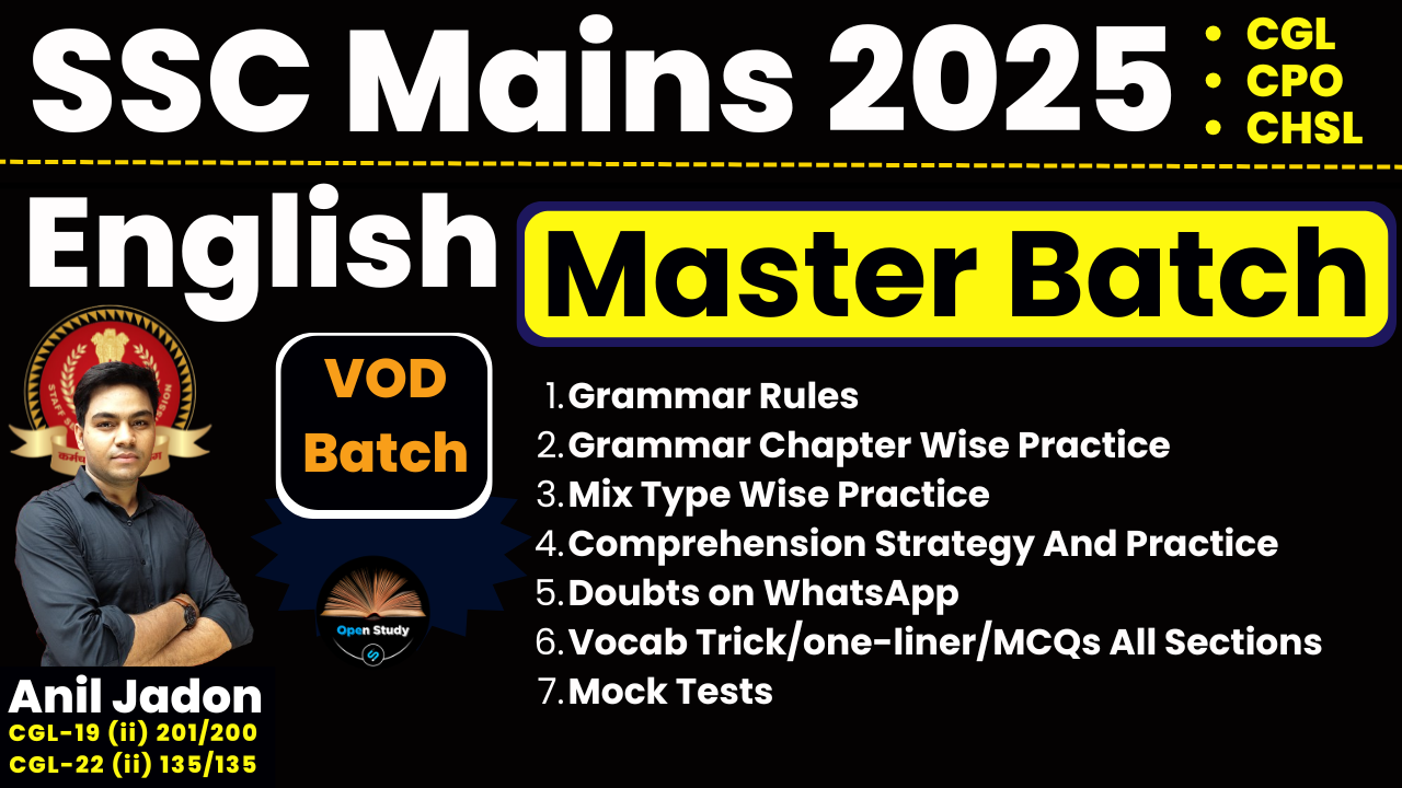 SSC Mains 2025-26 English Master Batch (CGL, CPO, CHSL)